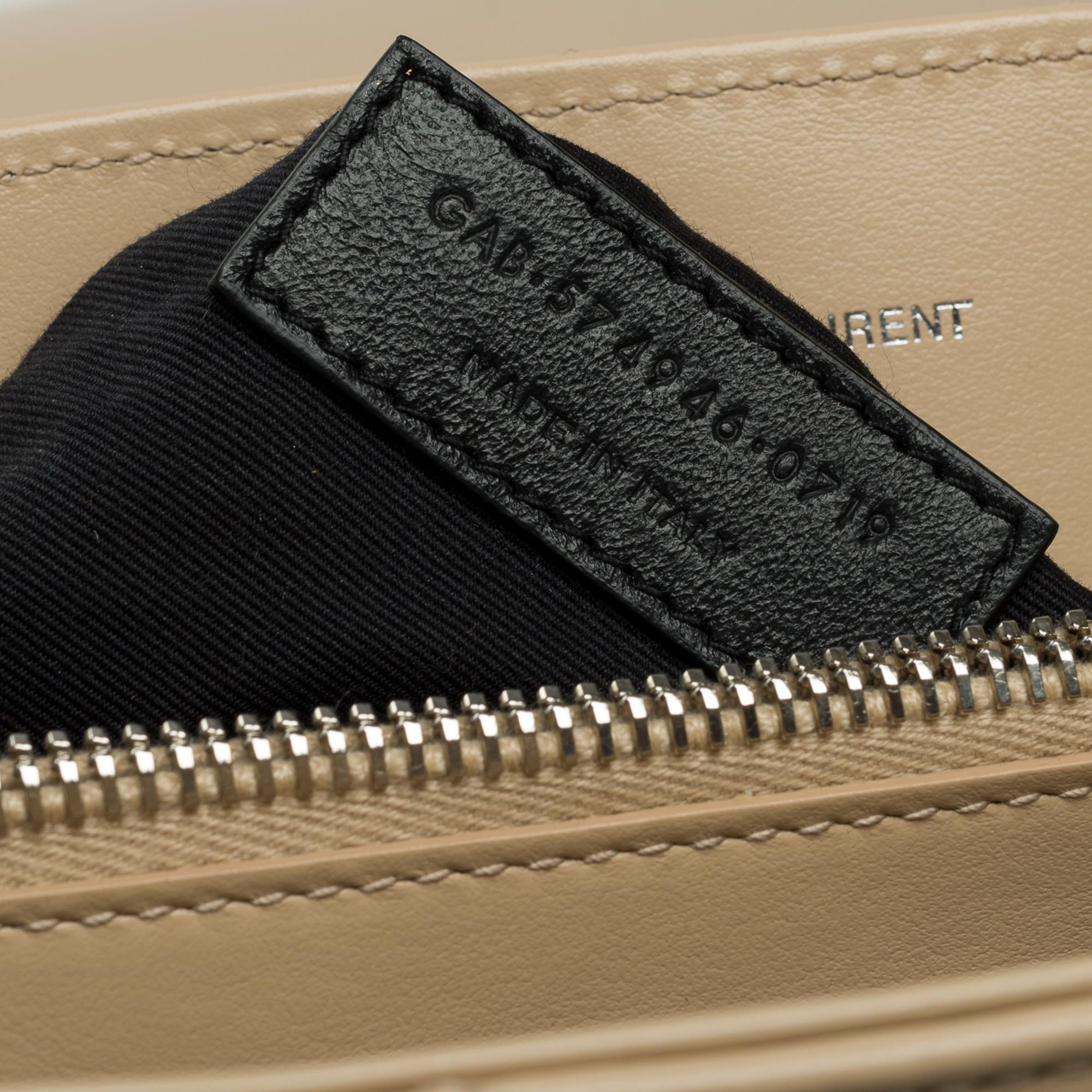YSL Loulou Medium shoulder bag in beige quilted calf leather, SHW 3