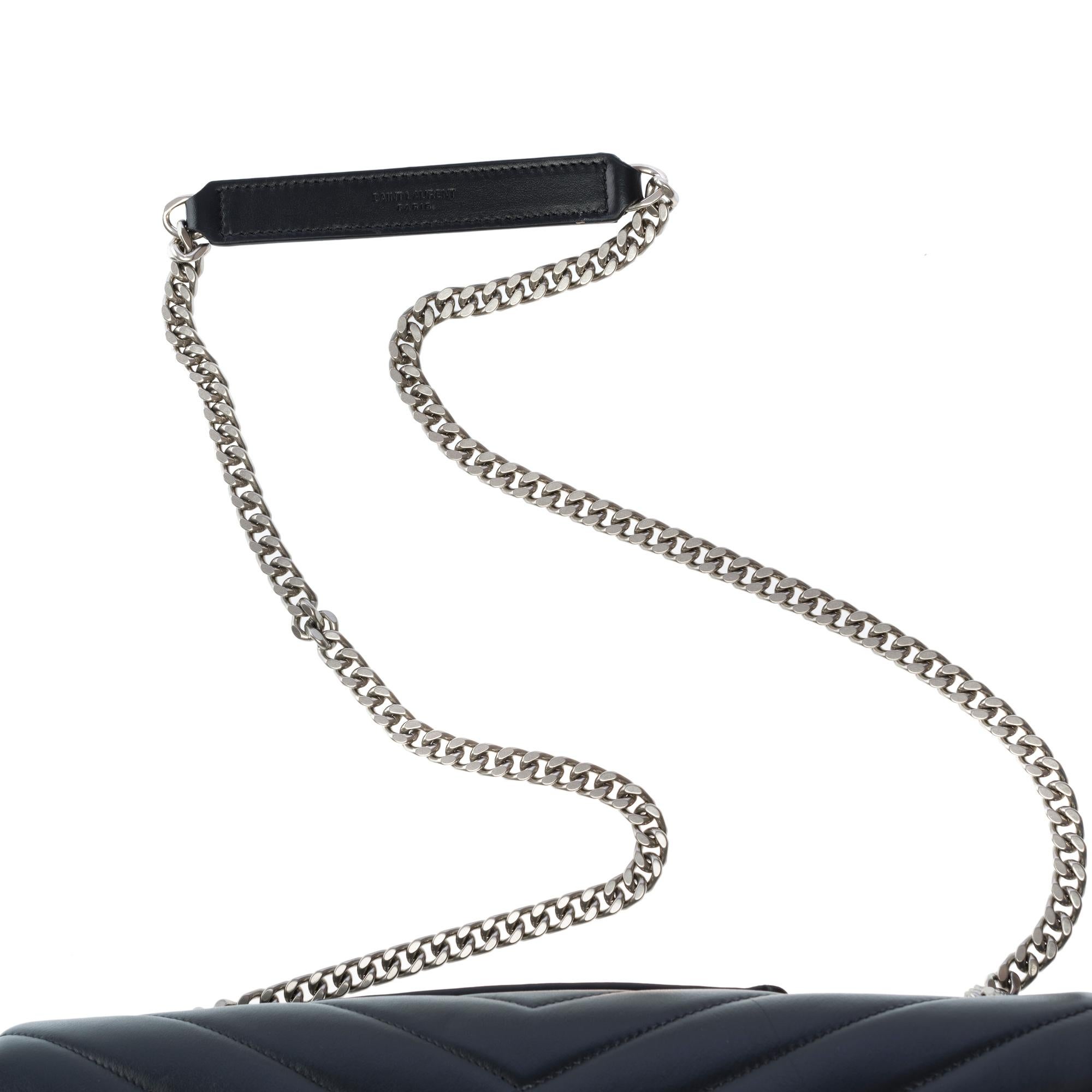 YSL Loulou Medium shoulder bag in black chevron quilted calf leather, PHW 6