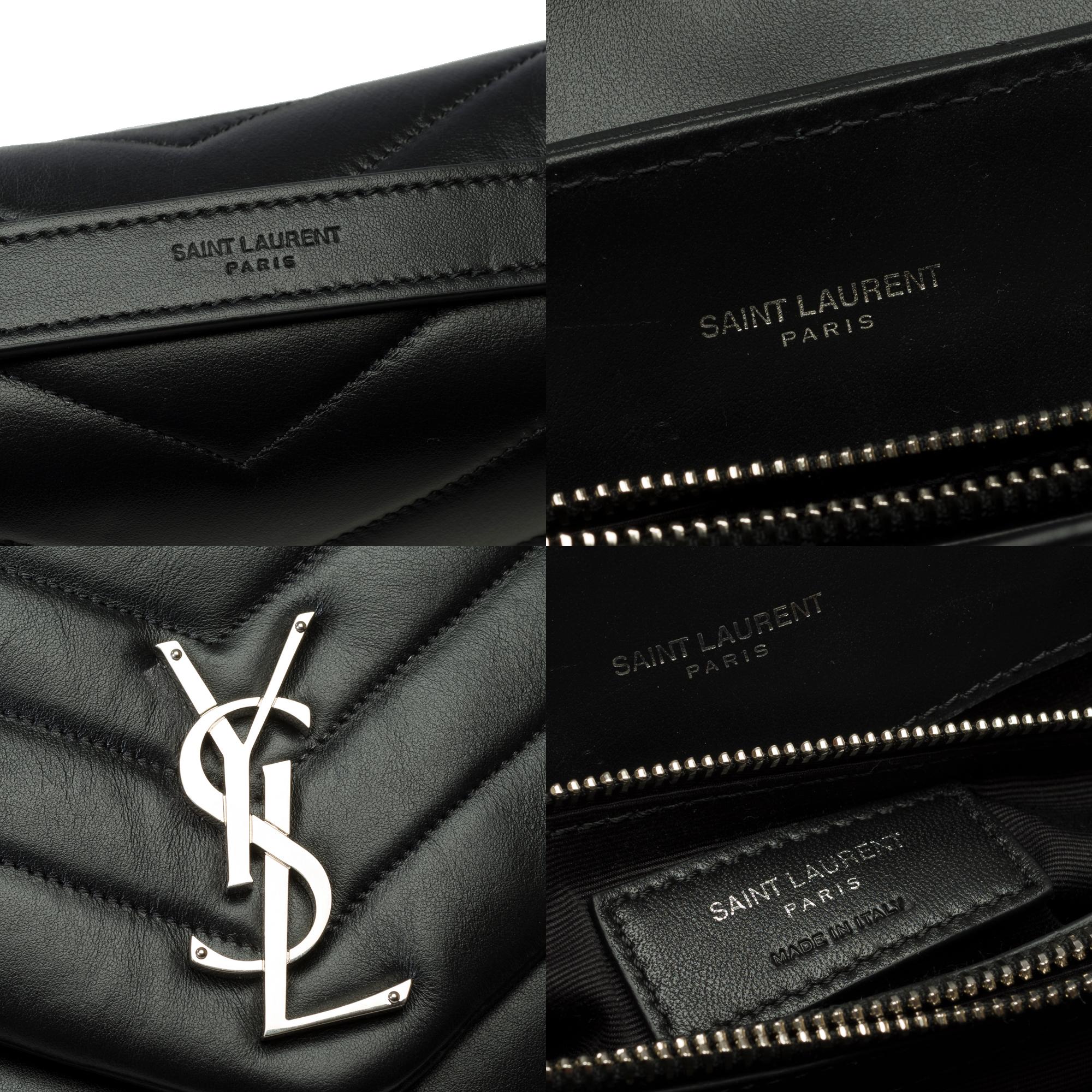 YSL Loulou Medium shoulder bag in black chevron quilted calf leather, PHW 3