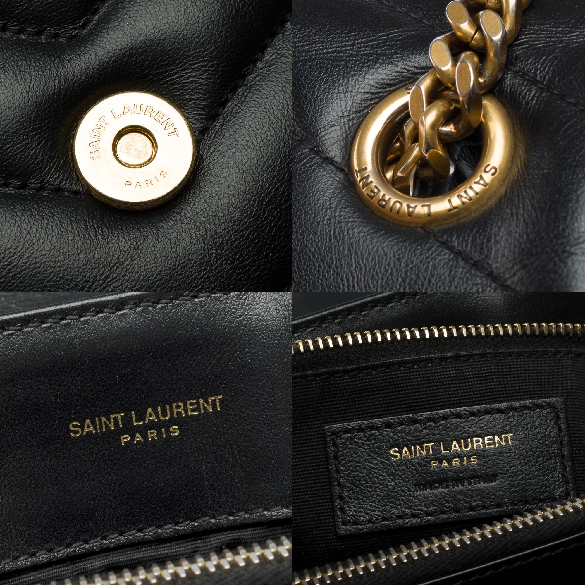 YSL Loulou Medium shoulder flap bag in black chevron quilted calf leather, GHW 3