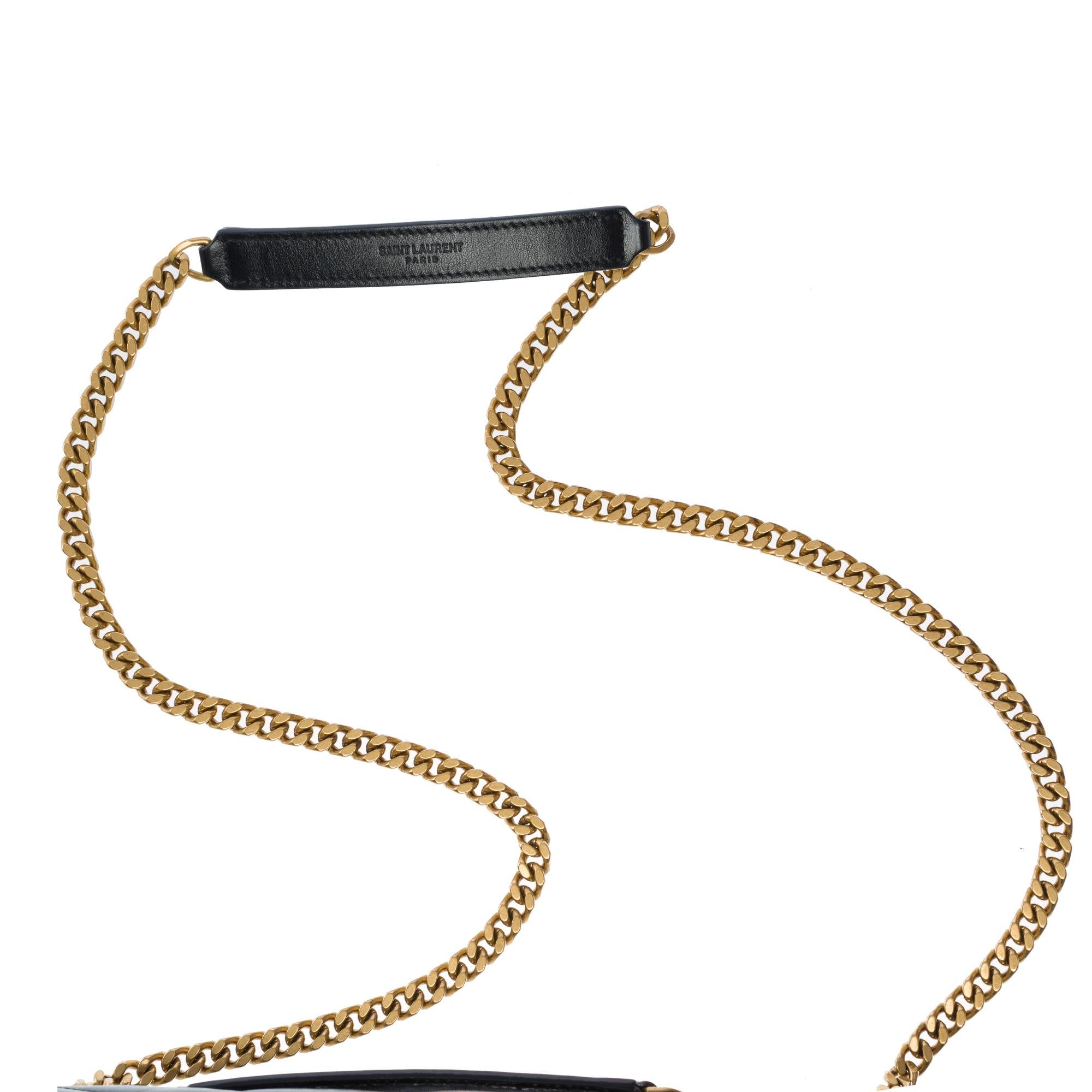 YSL Loulou Medium shoulder flap bag in black chevron quilted calf leather, GHW For Sale 3