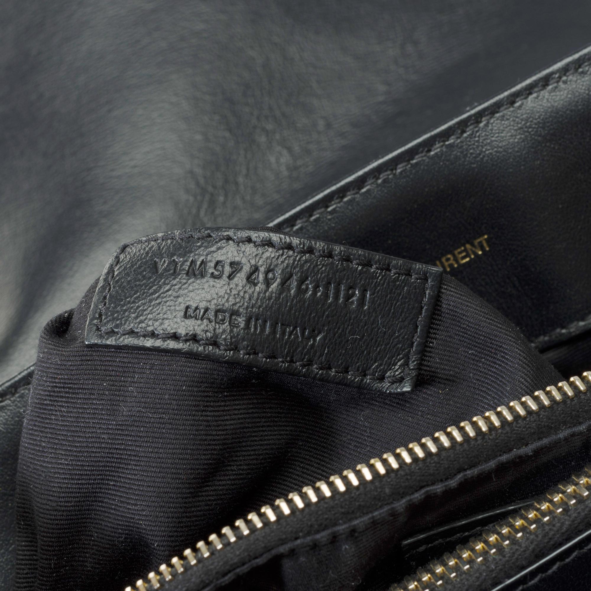 YSL Loulou Medium shoulder flap bag in black chevron quilted calf leather, GHW 5