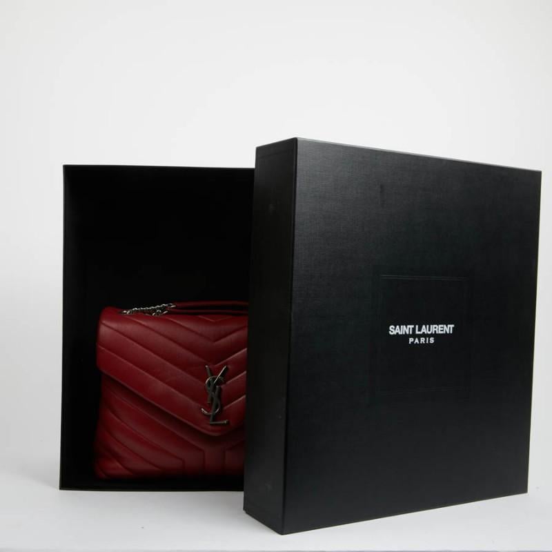 Marron YSL Loulou Sac en cuir rouge