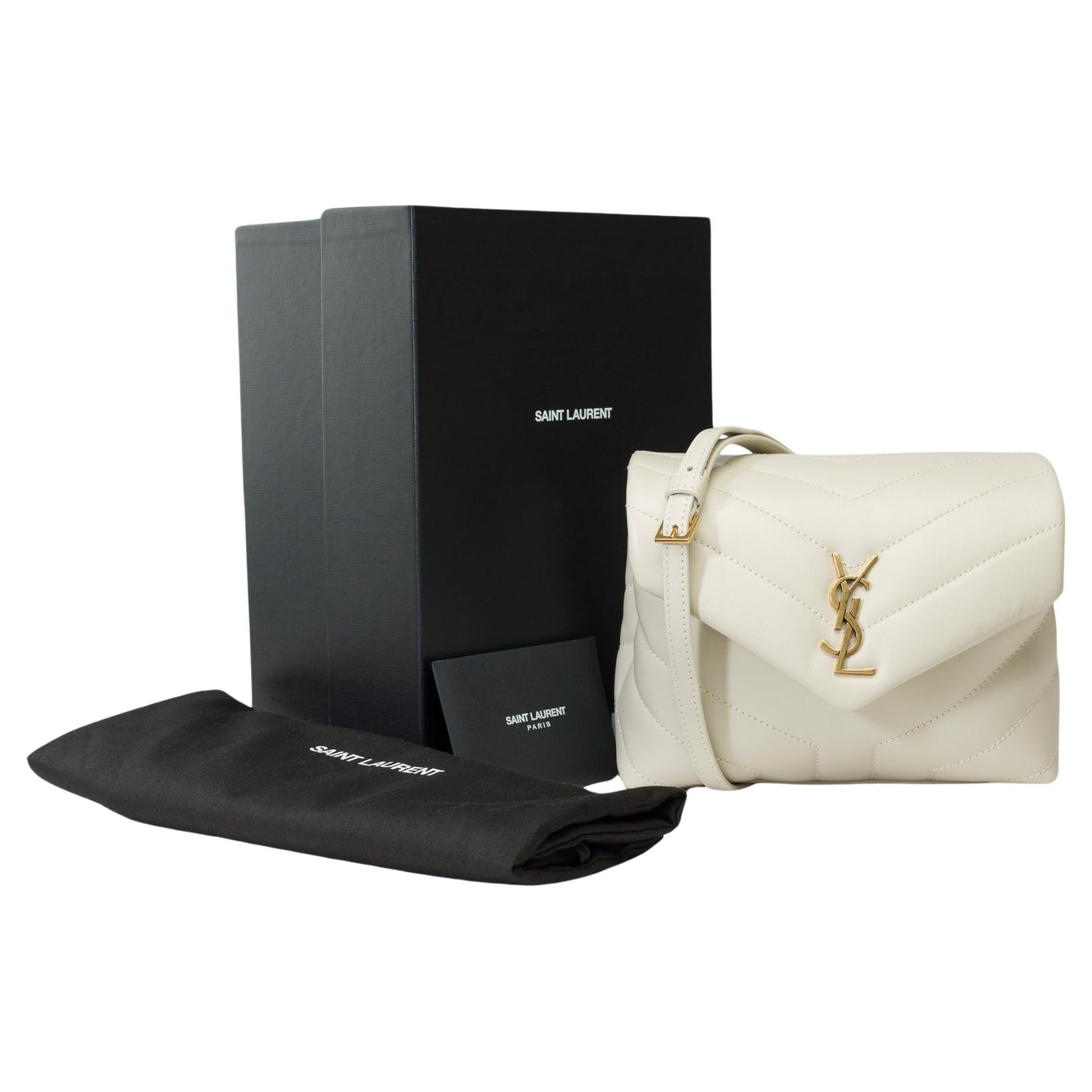 YSL Loulou Toy en cuir de veau matelassé beige, GHW en vente