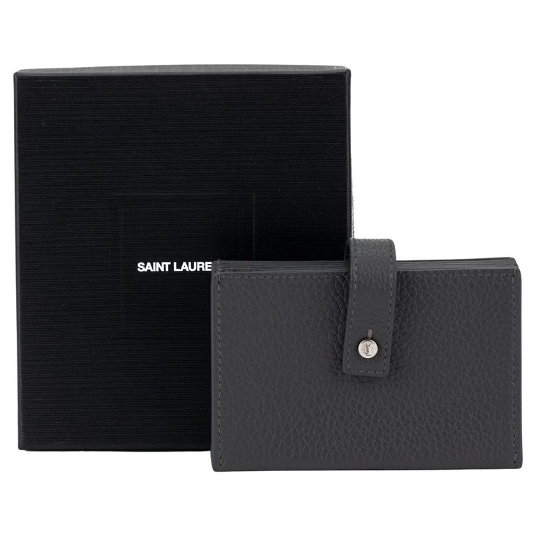 YSL New Asphalt Grey Credit Card Wallet For Sale at 1stDibs