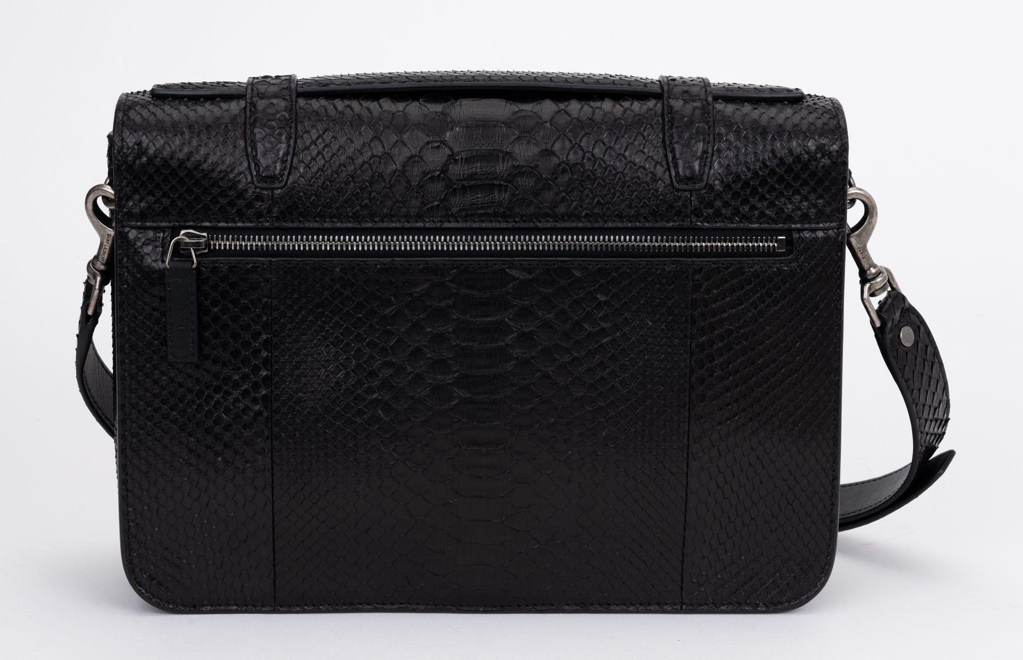 YSL New Black Brushed Python Schoolbag For Sale 1