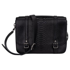 Used YSL New Black Brushed Python Schoolbag