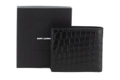 YSL New Black Croc Embossed Wallet