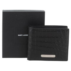 YSL New Black Croc Embossed Wallet