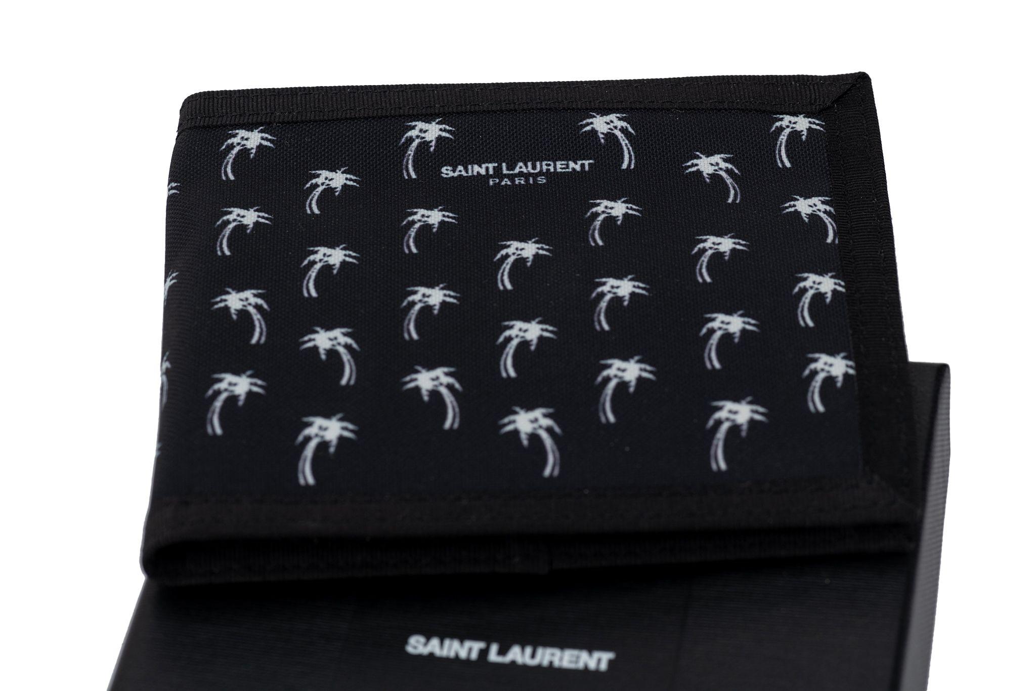 Men's YSL New Black Palms Canvas Wallet  For Sale