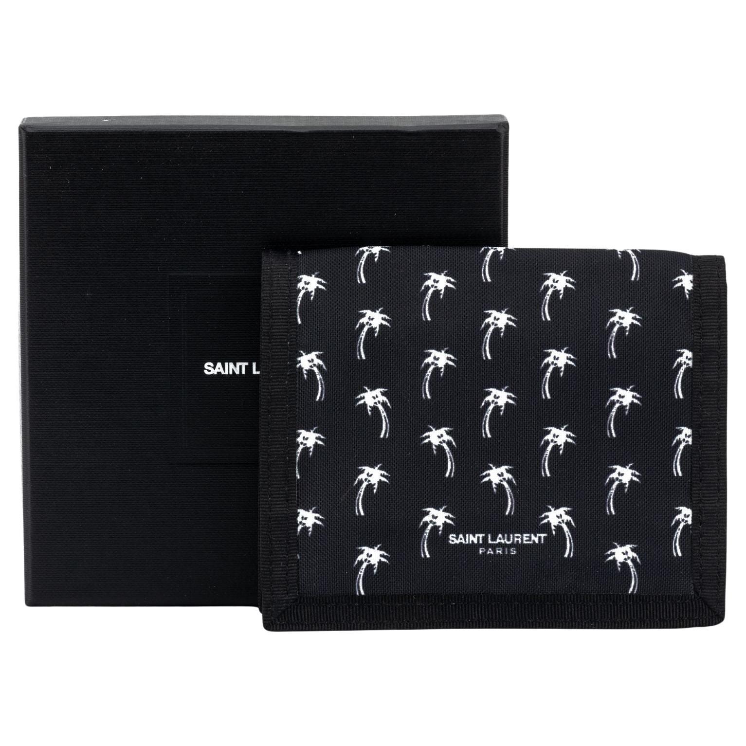 YSL New Black Palms Canvas Wallet For Sale