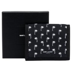 Used YSL New Black Palms Canvas Wallet