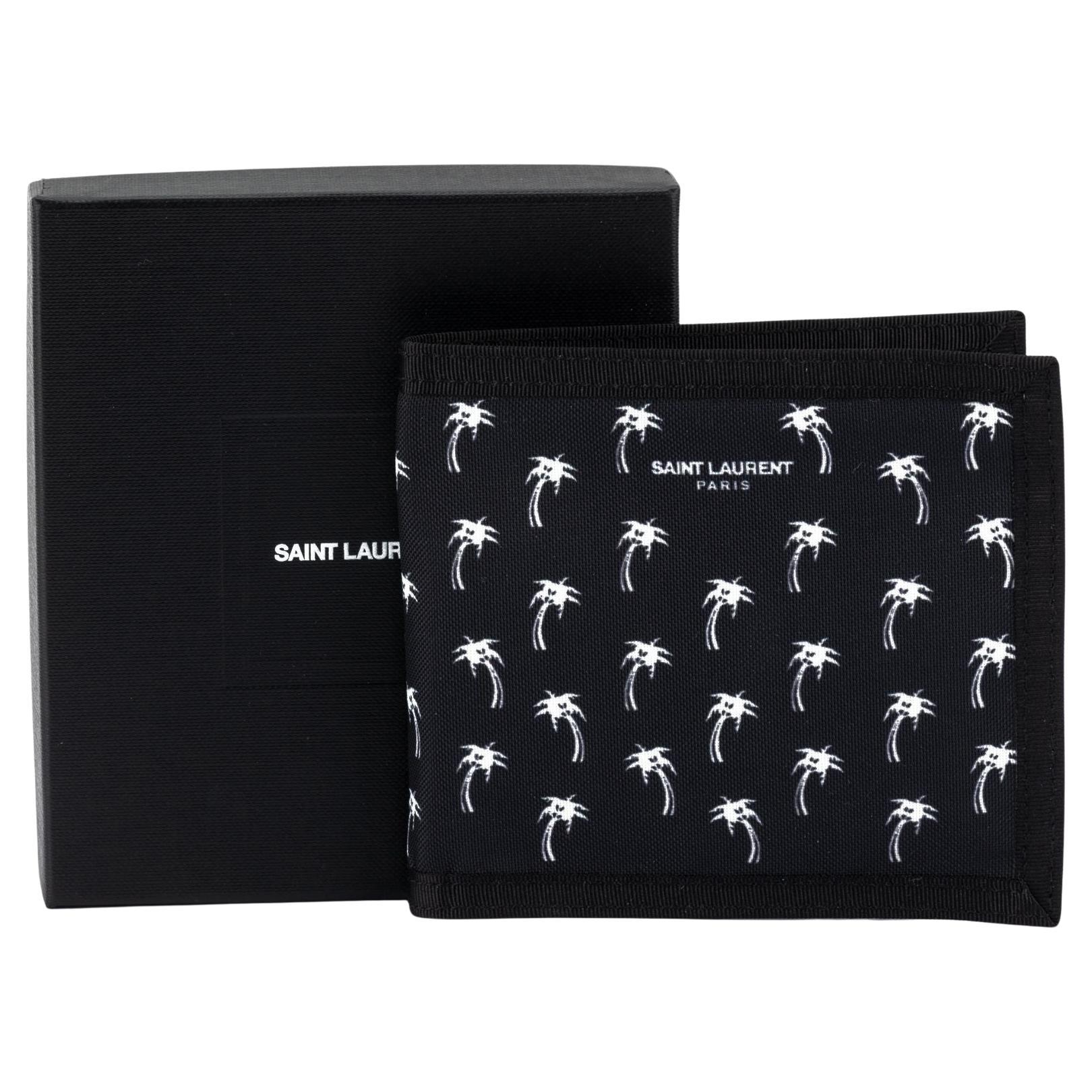 YSL New Black Palms Canvas Wallet  For Sale