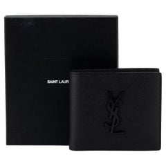 YSL Neue schwarze Pebbled Bifold-Brieftasche