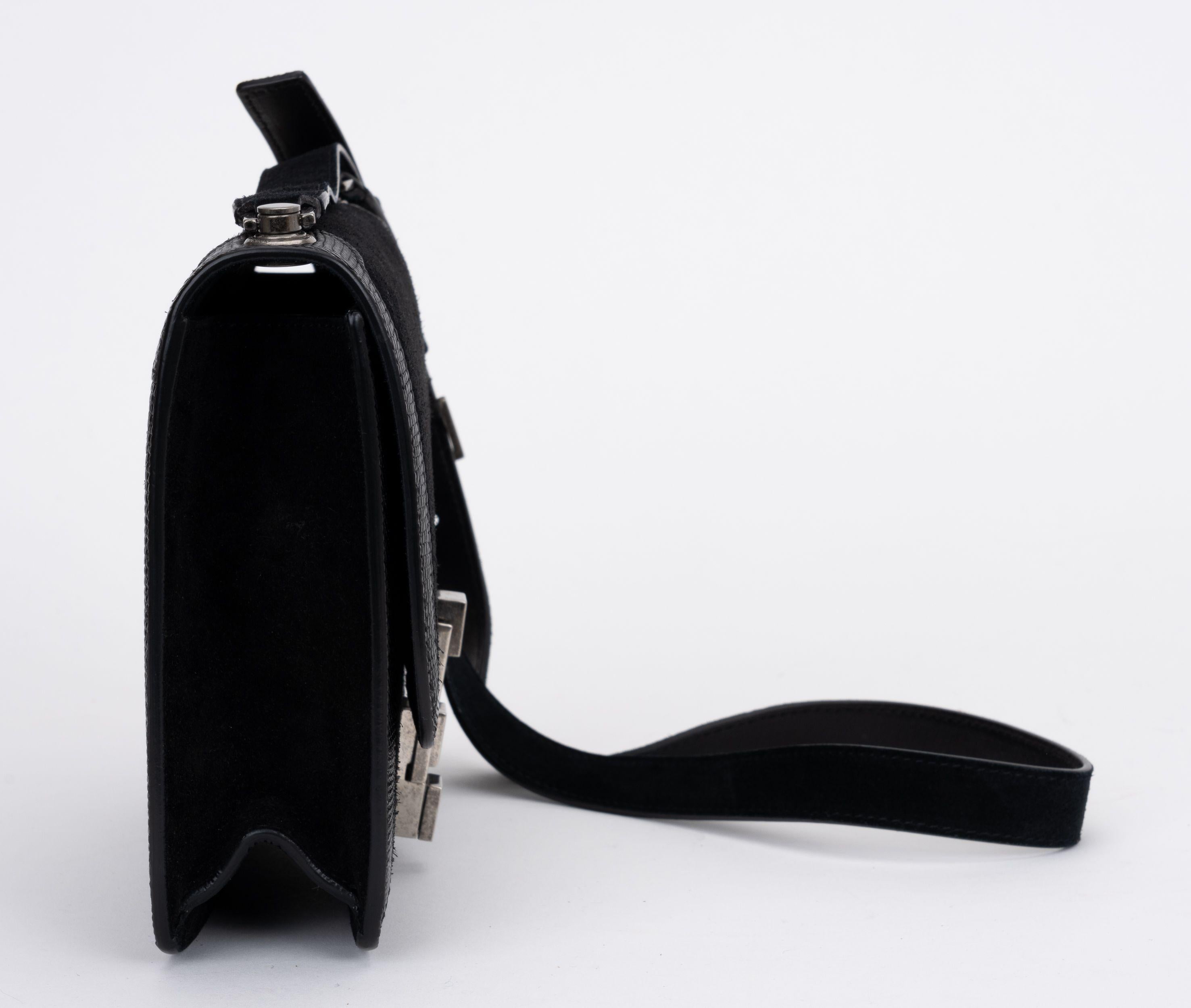 YSL New Black Suede Cross Body Bag In New Condition For Sale In West Hollywood, CA