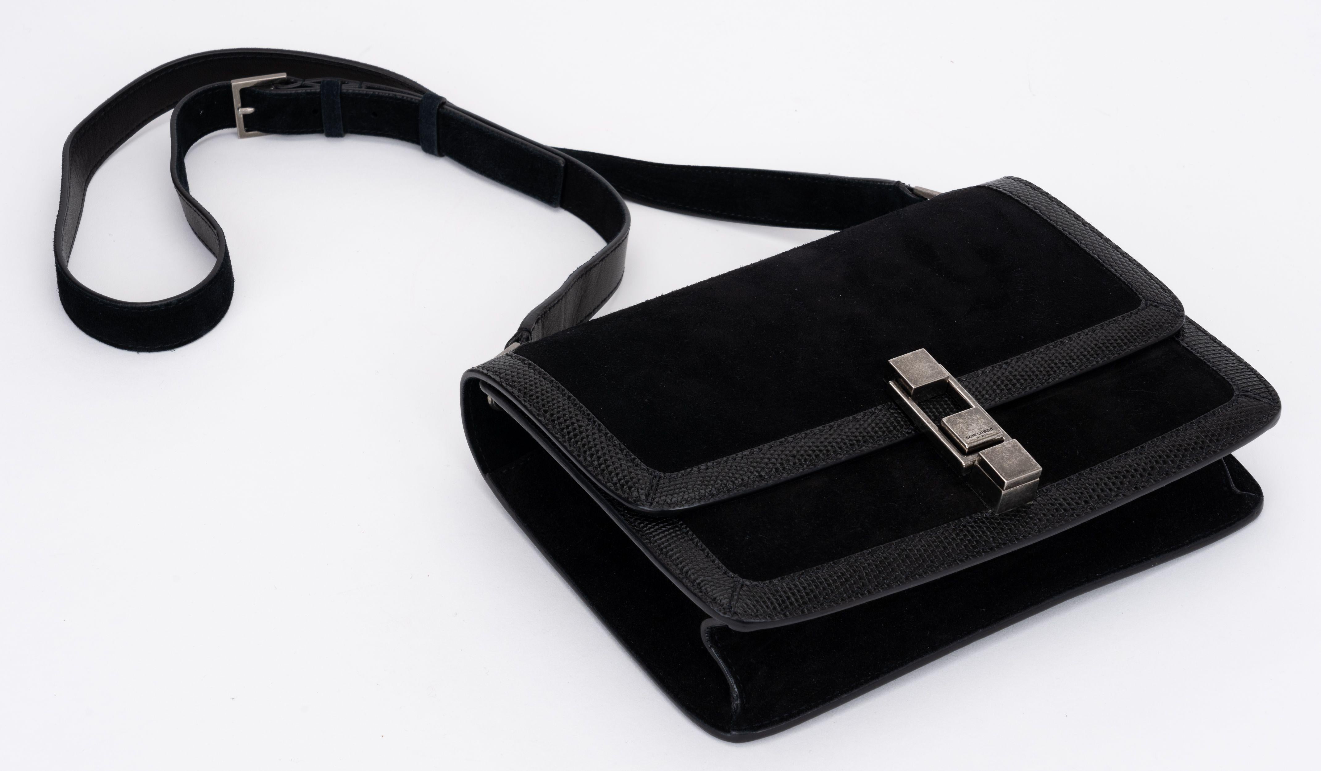 Women's YSL New Black Suede Cross Body Bag For Sale