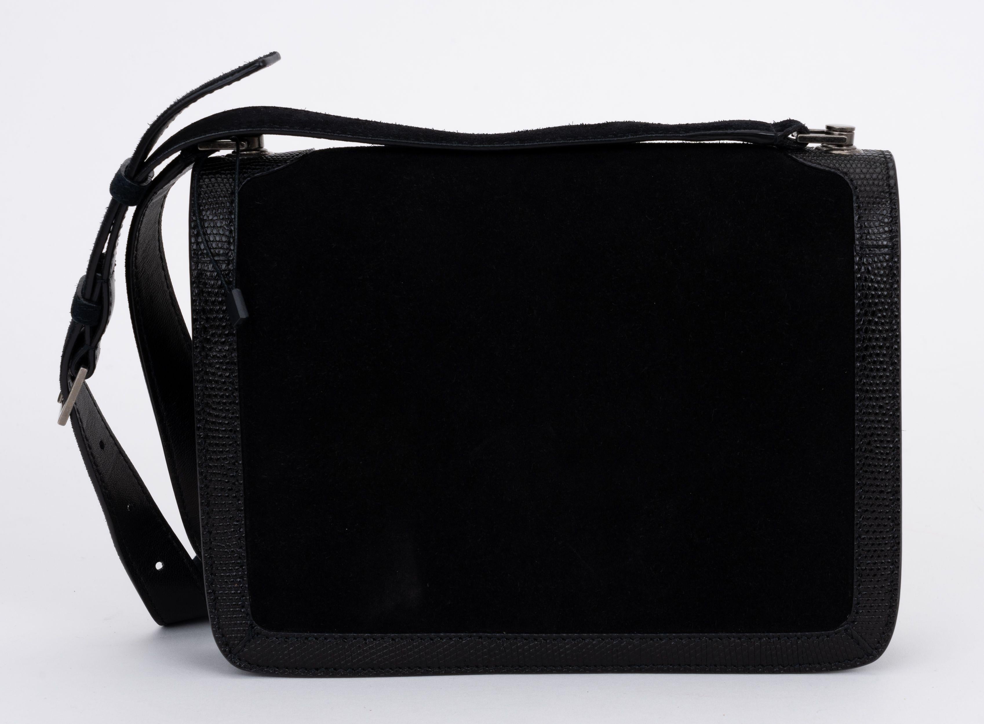 YSL New Black Suede Cross Body Bag For Sale 1