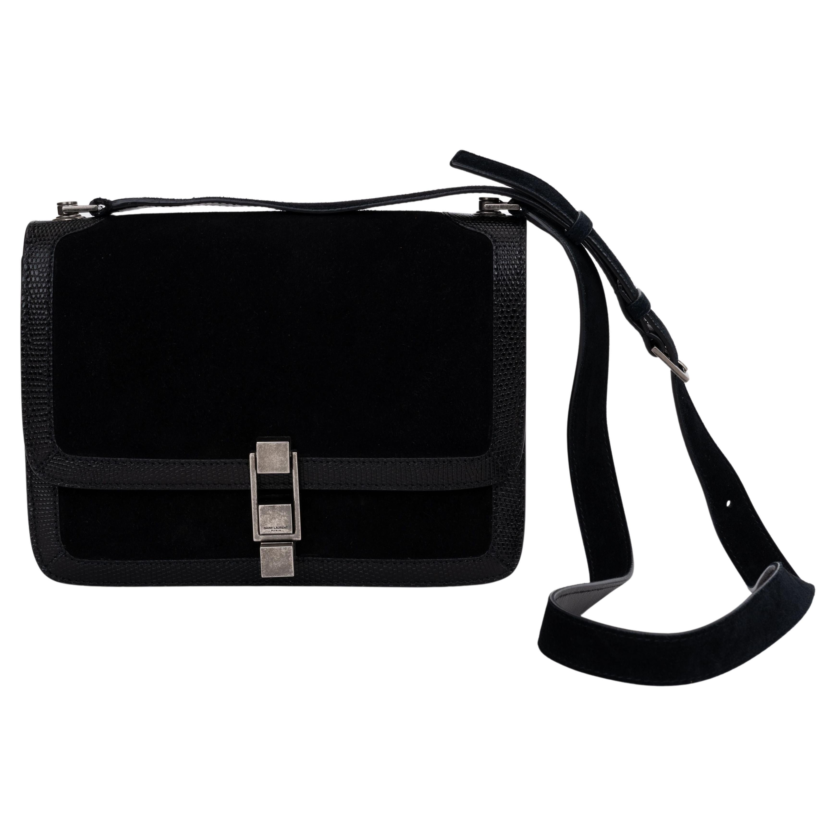 YSL New Black Suede Cross Body Bag For Sale