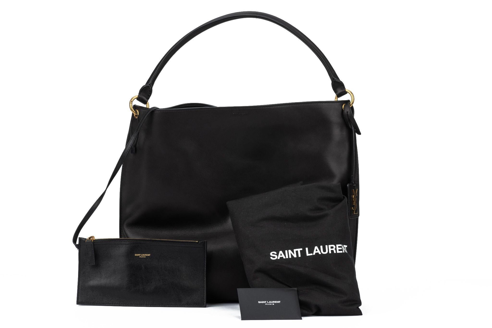 YSL New Black Tag Hobo Leather Bag For Sale 7