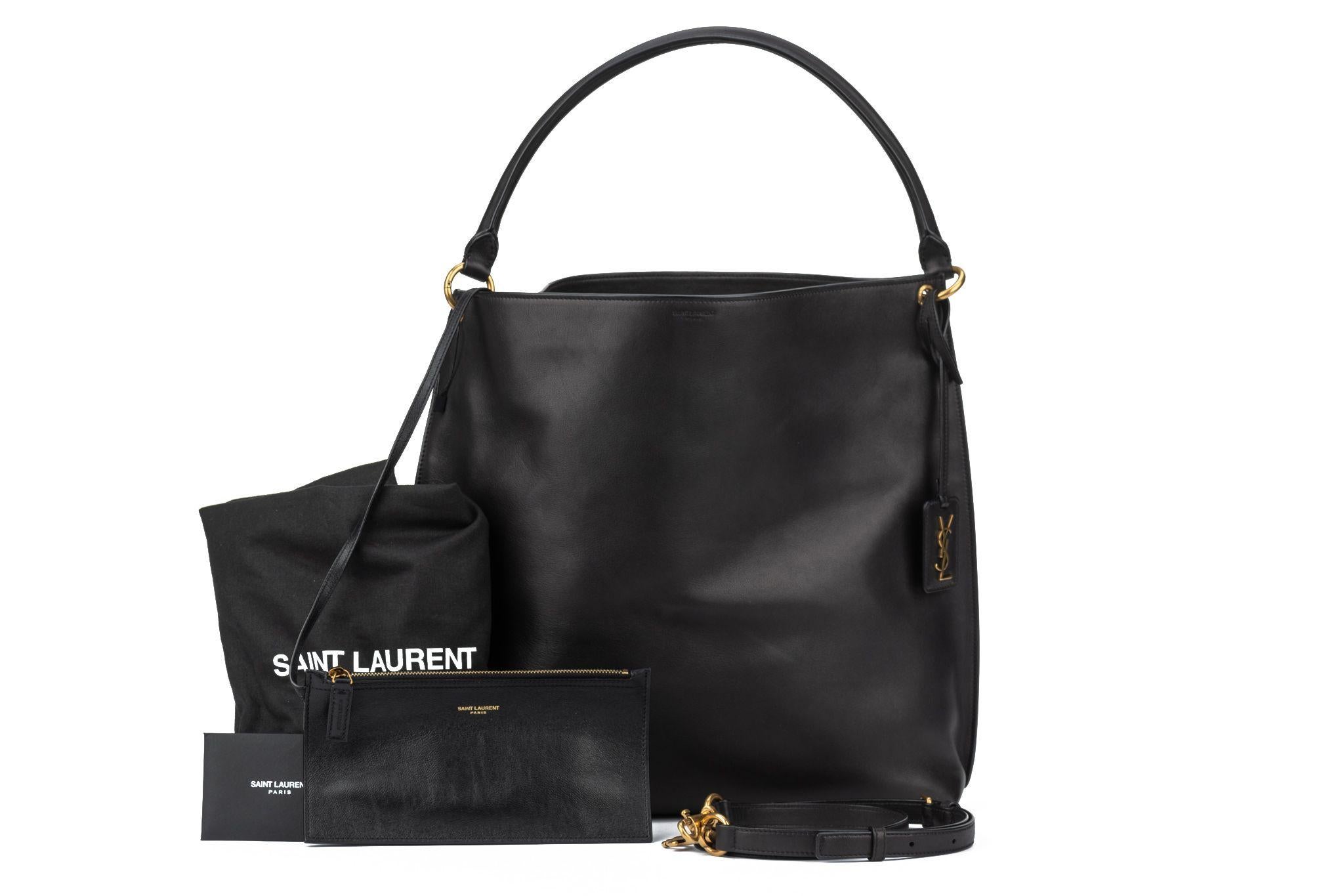 YSL New Black Tag Hobo Leather Bag For Sale 16