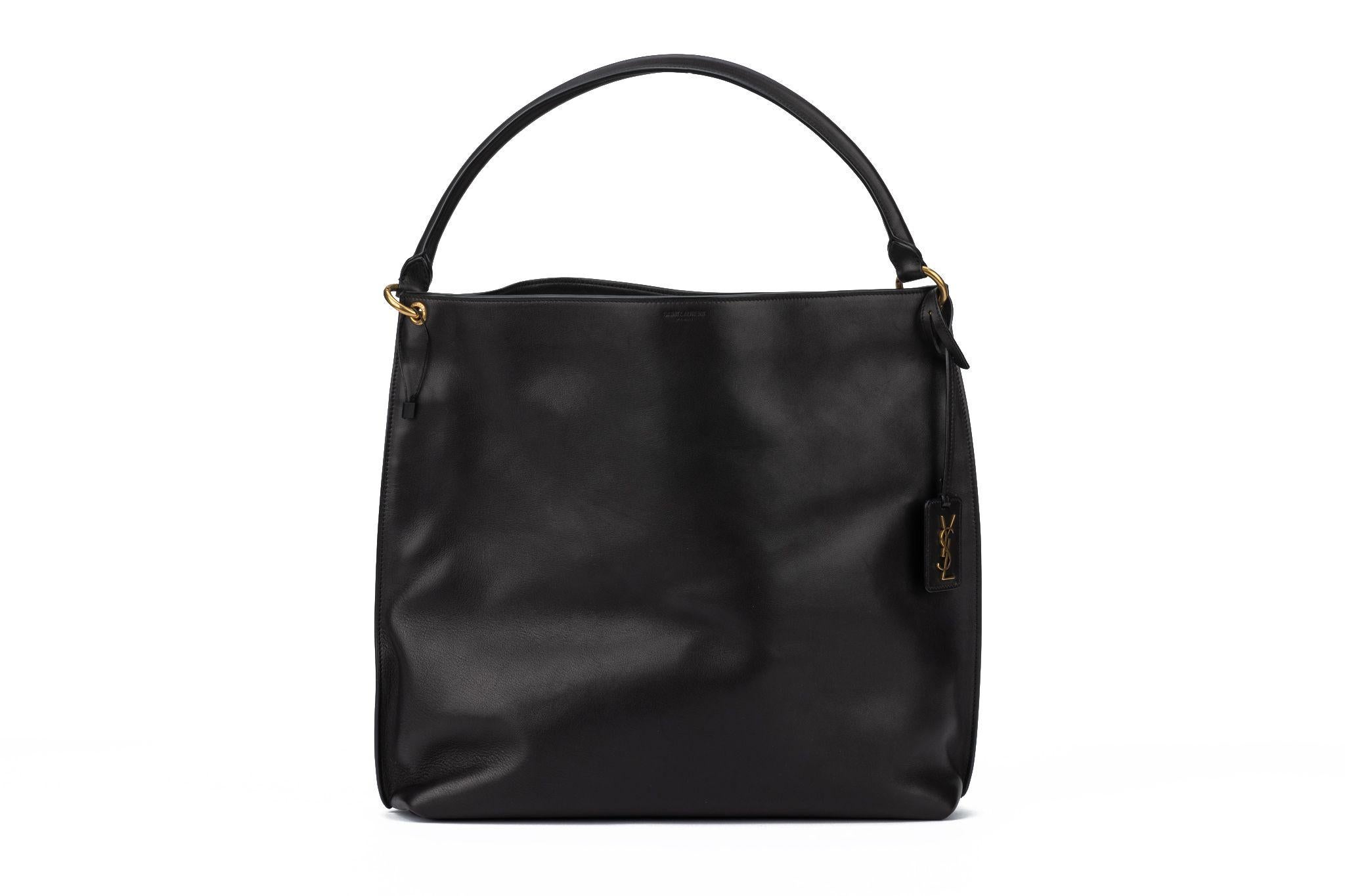 YSL New Black Tag Hobo Leather Bag In New Condition For Sale In West Hollywood, CA