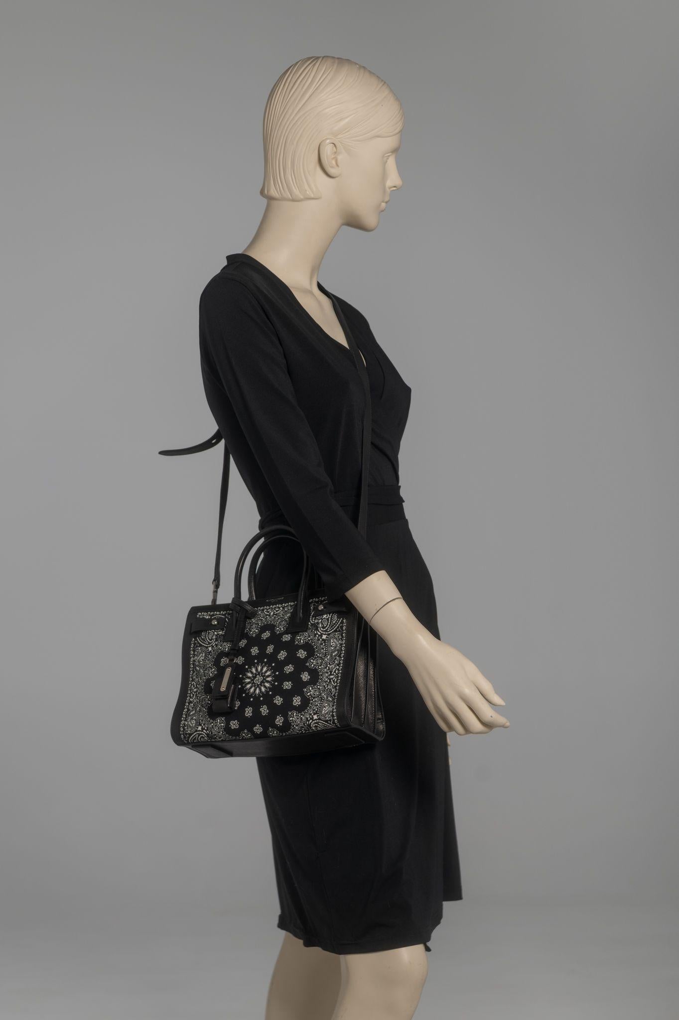 Borsa a due vie YSL New Black White Bandana in vendita 6