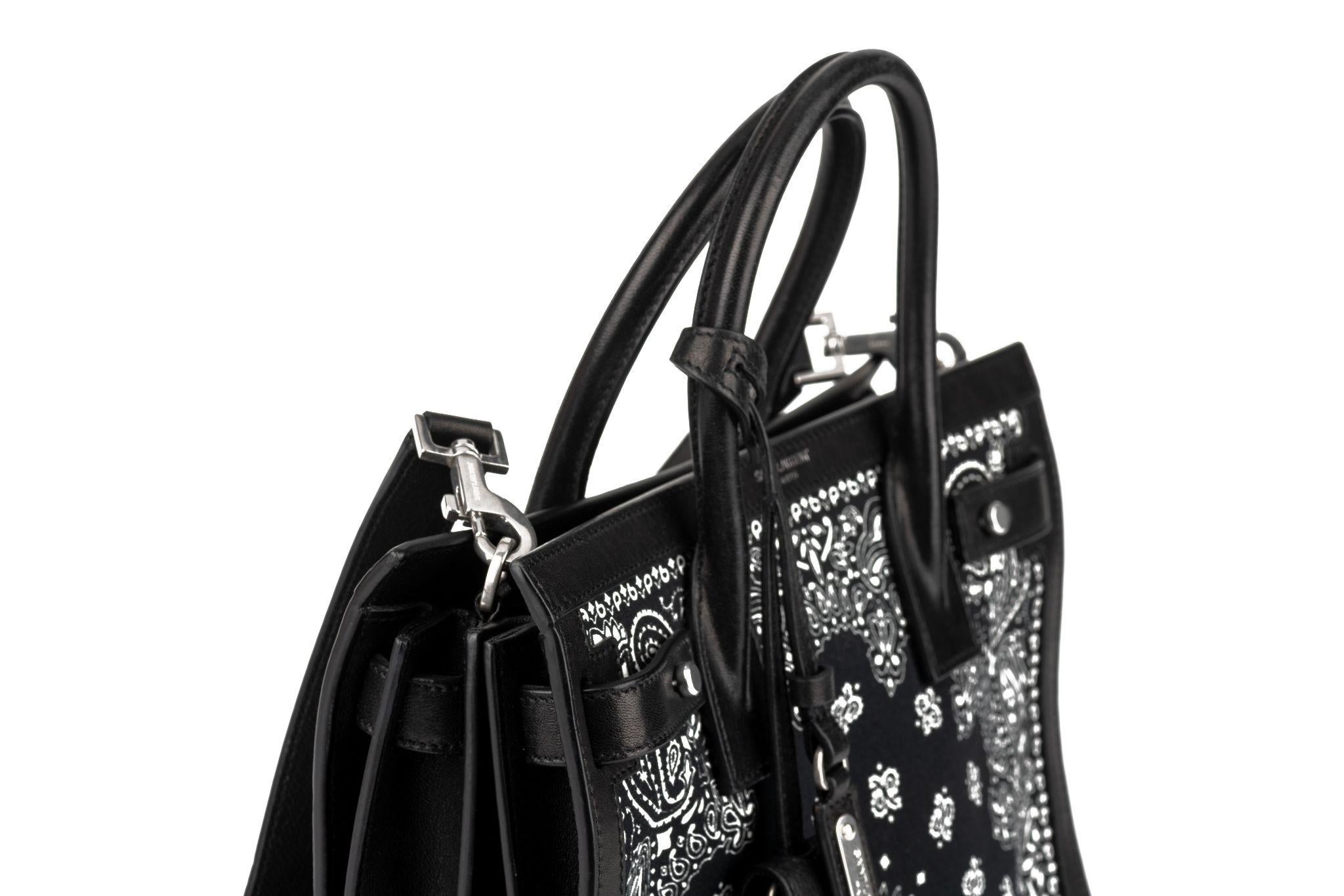 Nero Borsa a due vie YSL New Black White Bandana in vendita