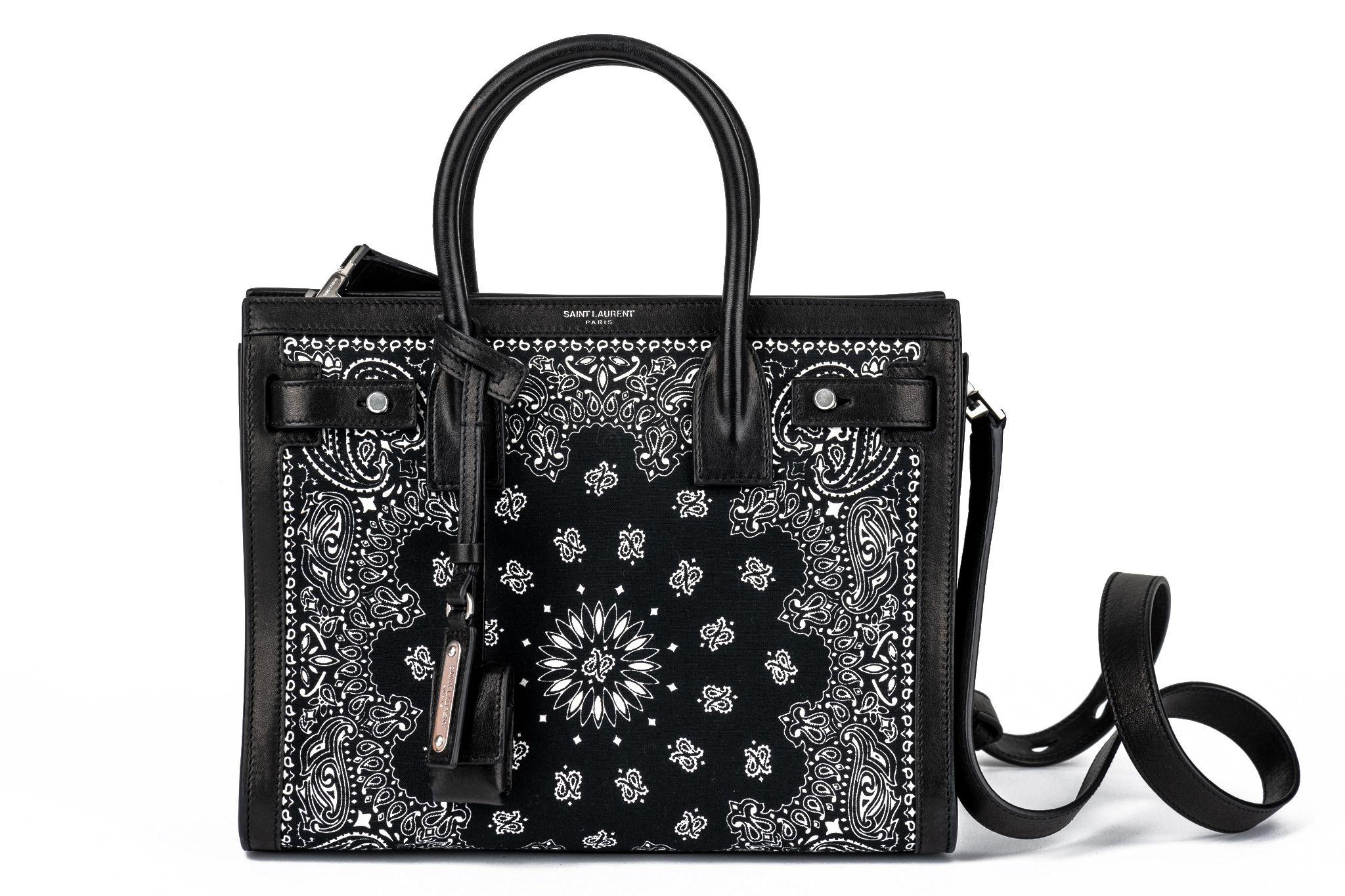 Borsa a due vie YSL New Black White Bandana in vendita 3