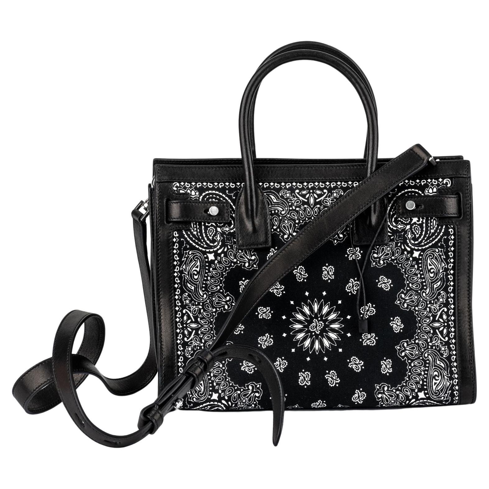 YSL New Black White Bandana 2 Way Bag