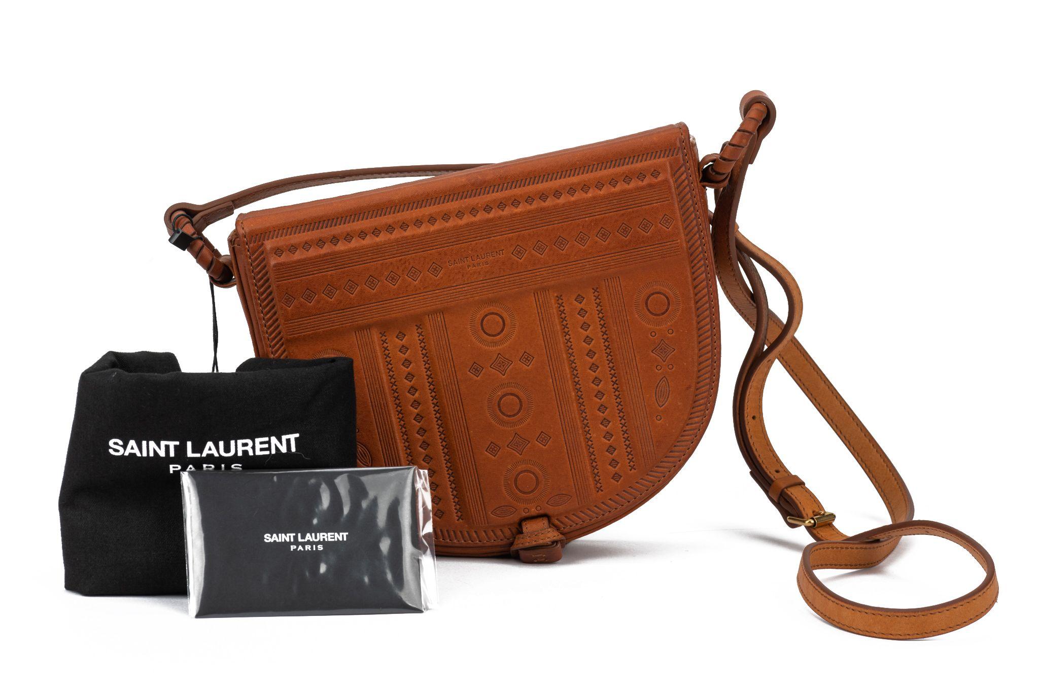 YSL New Brown Etched Leather Cross Body For Sale 5