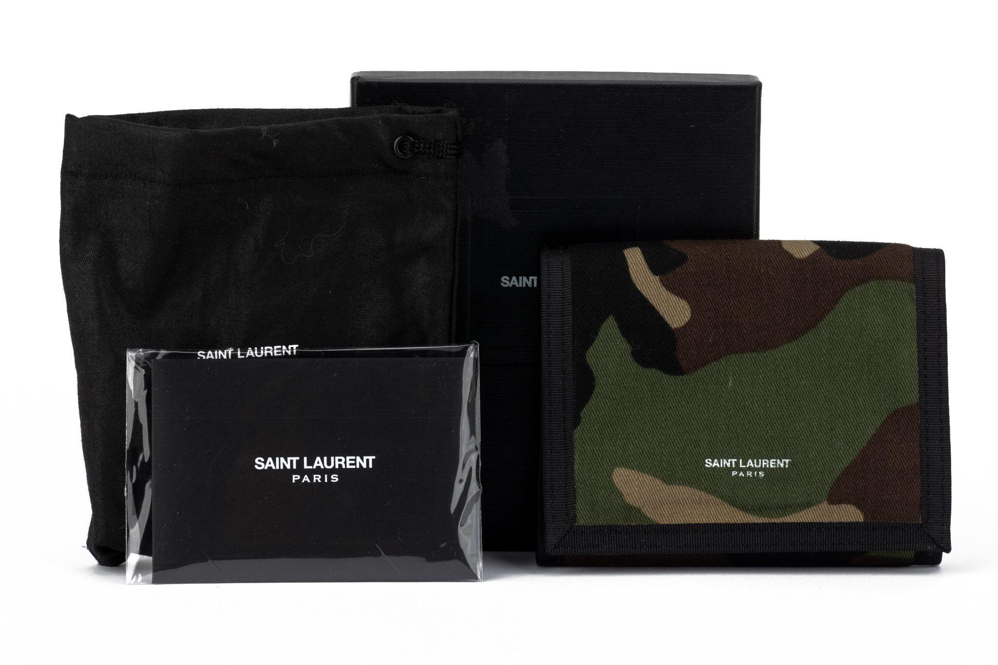 YSL New Camouflage Canvas Wallet For Sale 4