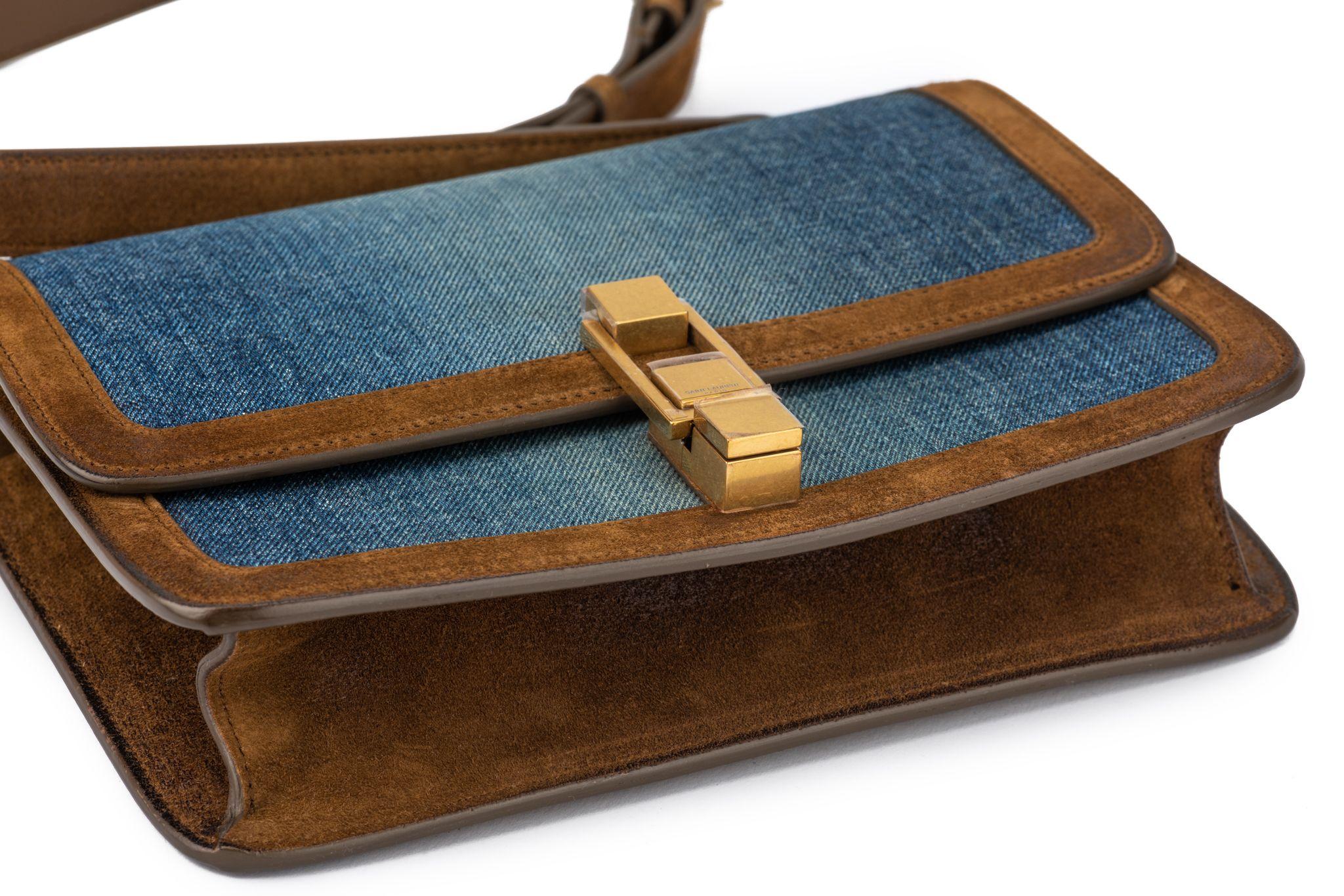 YSL New Denim Carre Satchel Bag For Sale 9
