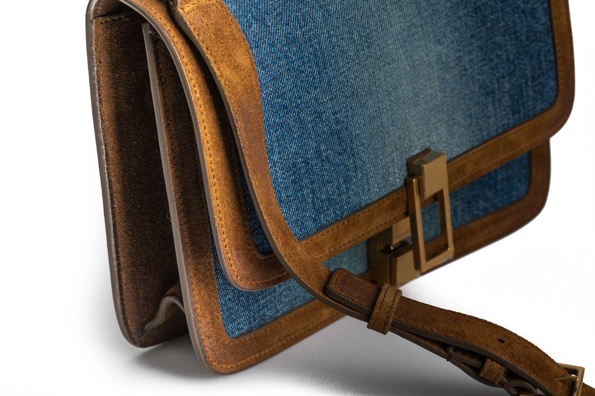 Women's YSL New Denim Carre Satchel Bag For Sale