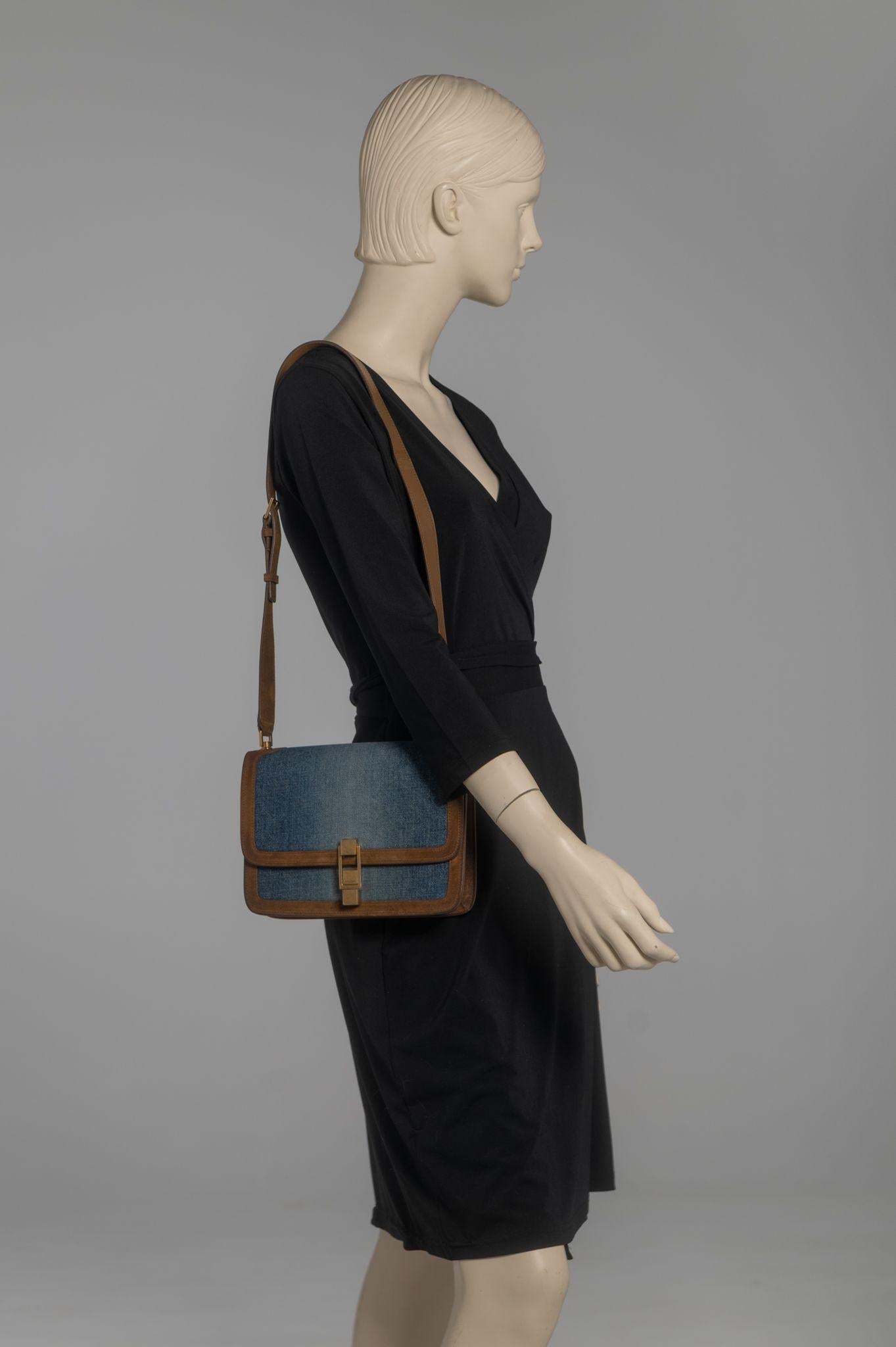 YSL New Denim Carre Satchel Bag For Sale 4