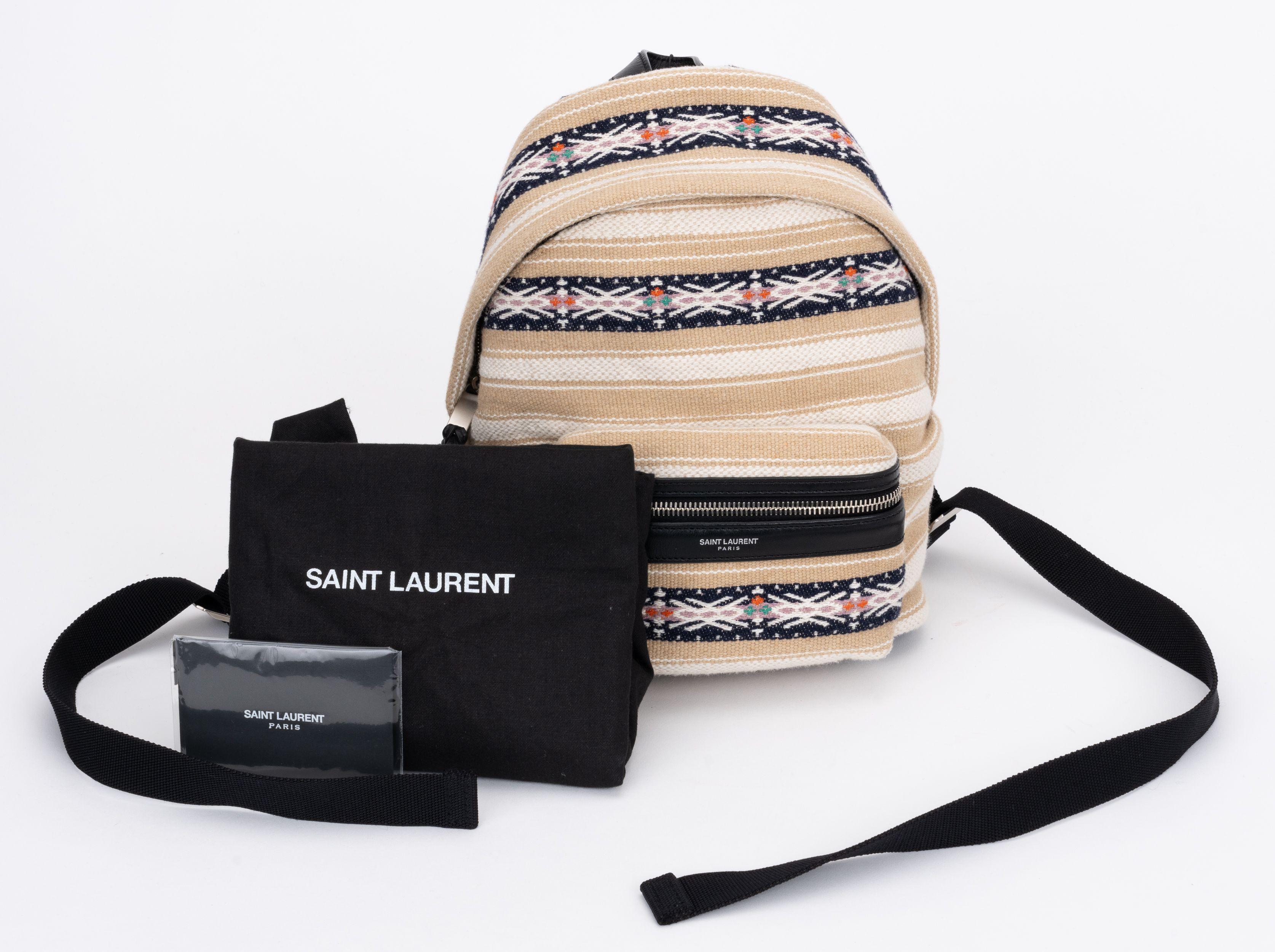 YSL New Embroidered City Backpack Canvas For Sale 4