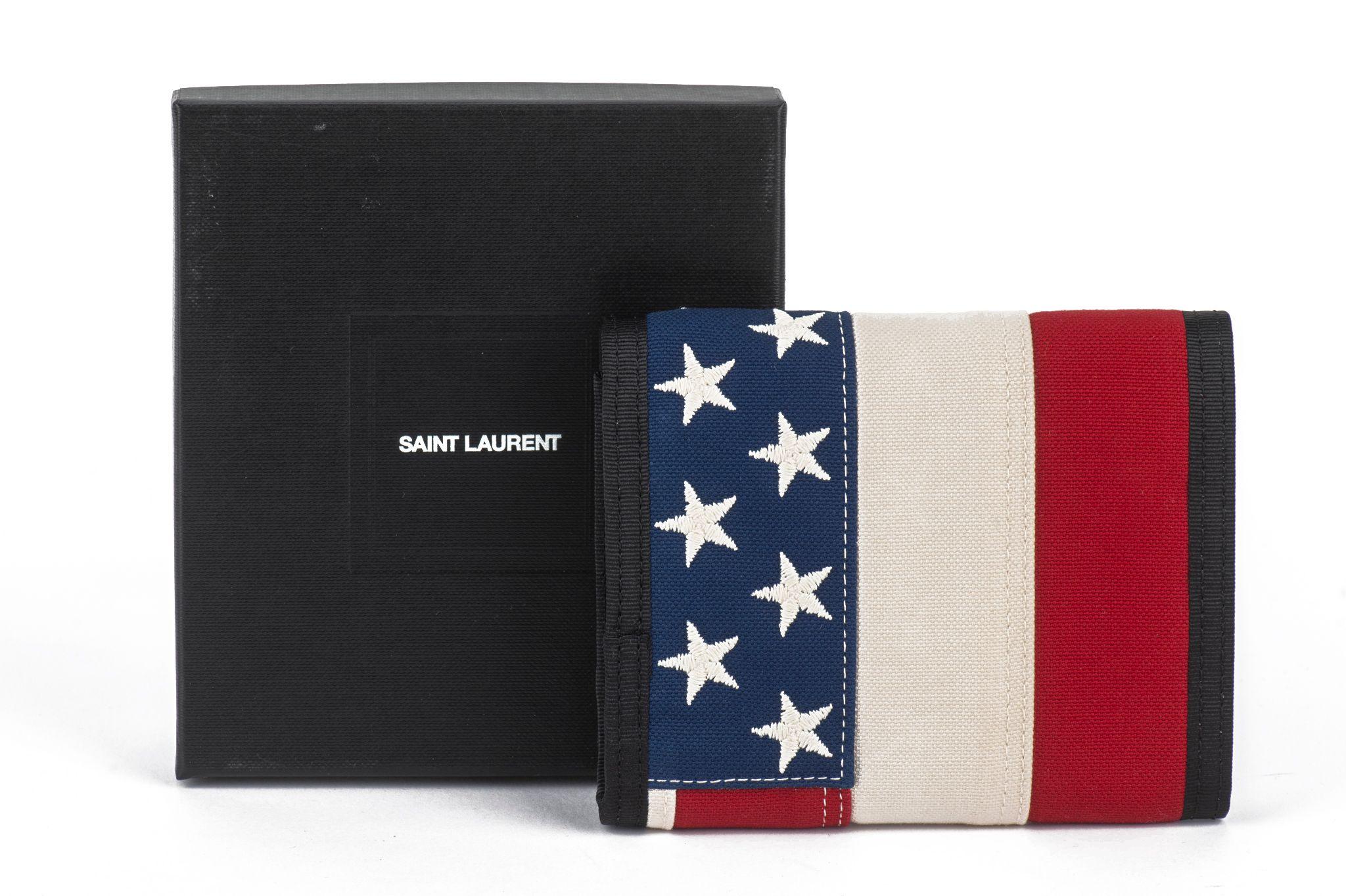 Men's YSL New Flag Velcro Fabric Wallet W/Box For Sale