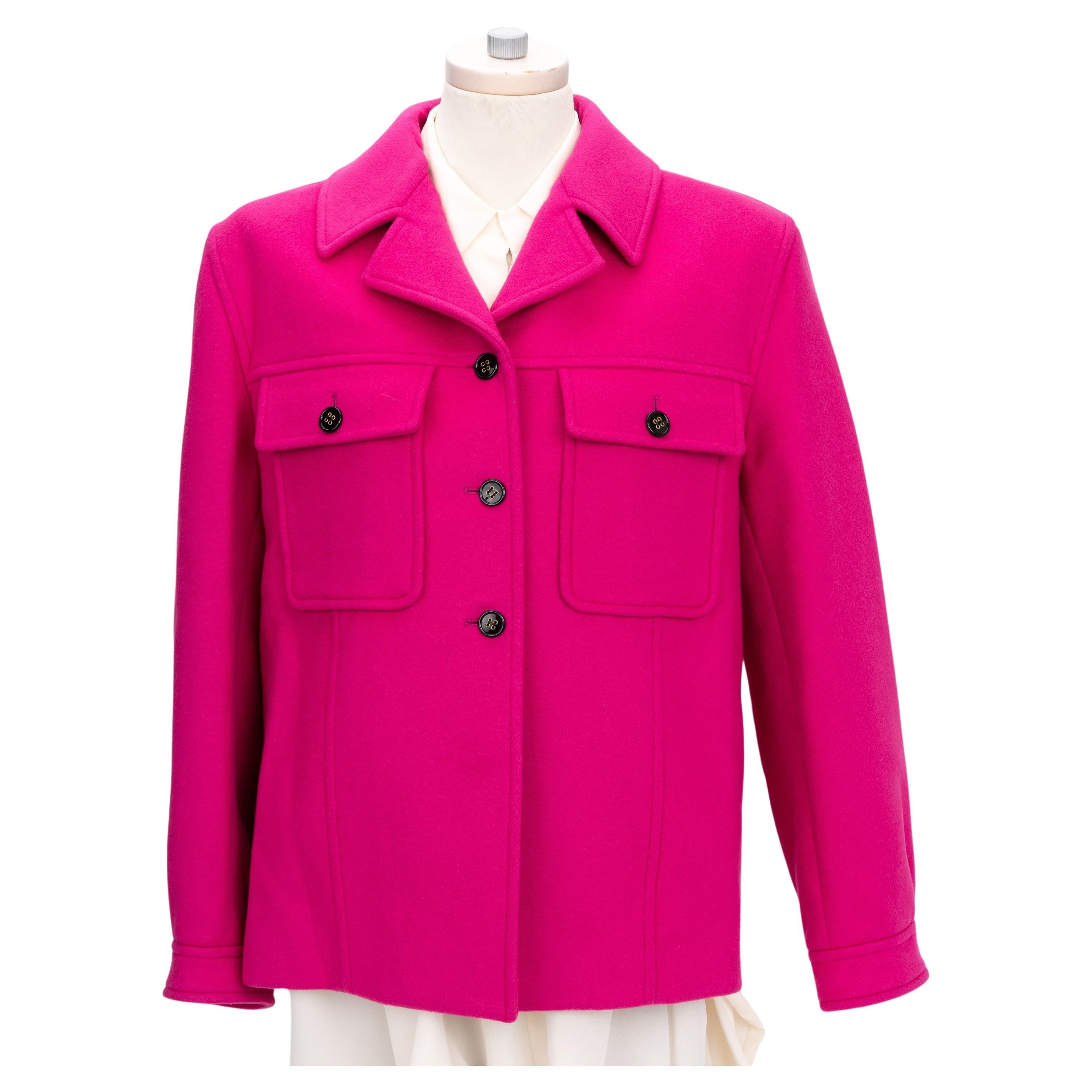 YSL New Fuchsia Wool Jacket Taille FR 42 en vente