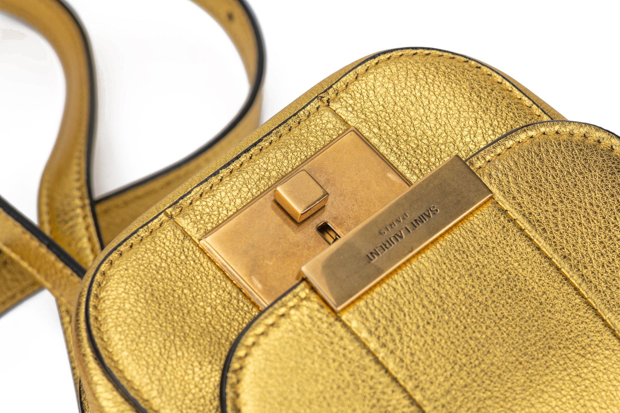 Brown YSL New Gold Mini Betty Cross Body Bag For Sale