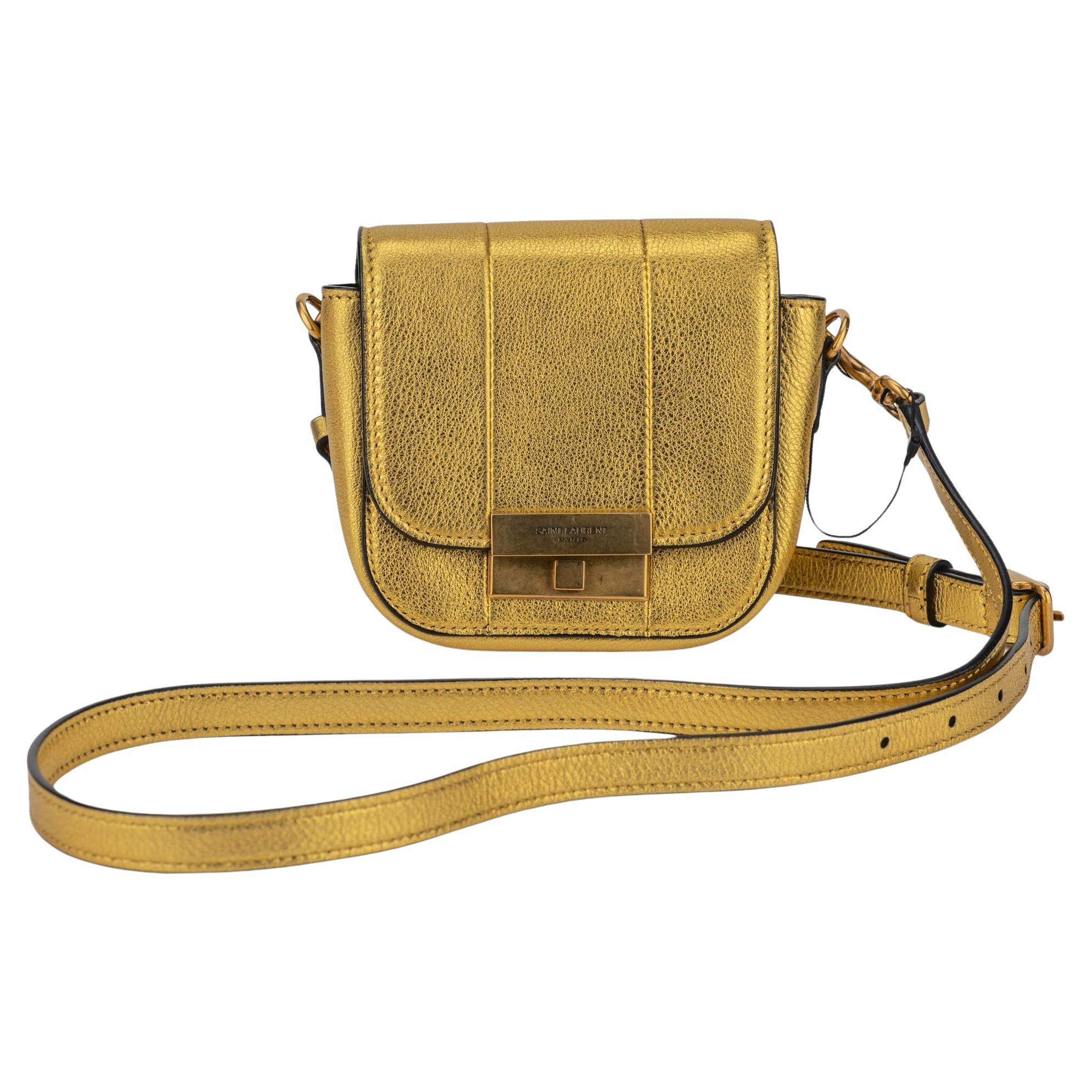 YSL - Mini sac à bandoulière doré « Betty Cross » neuf