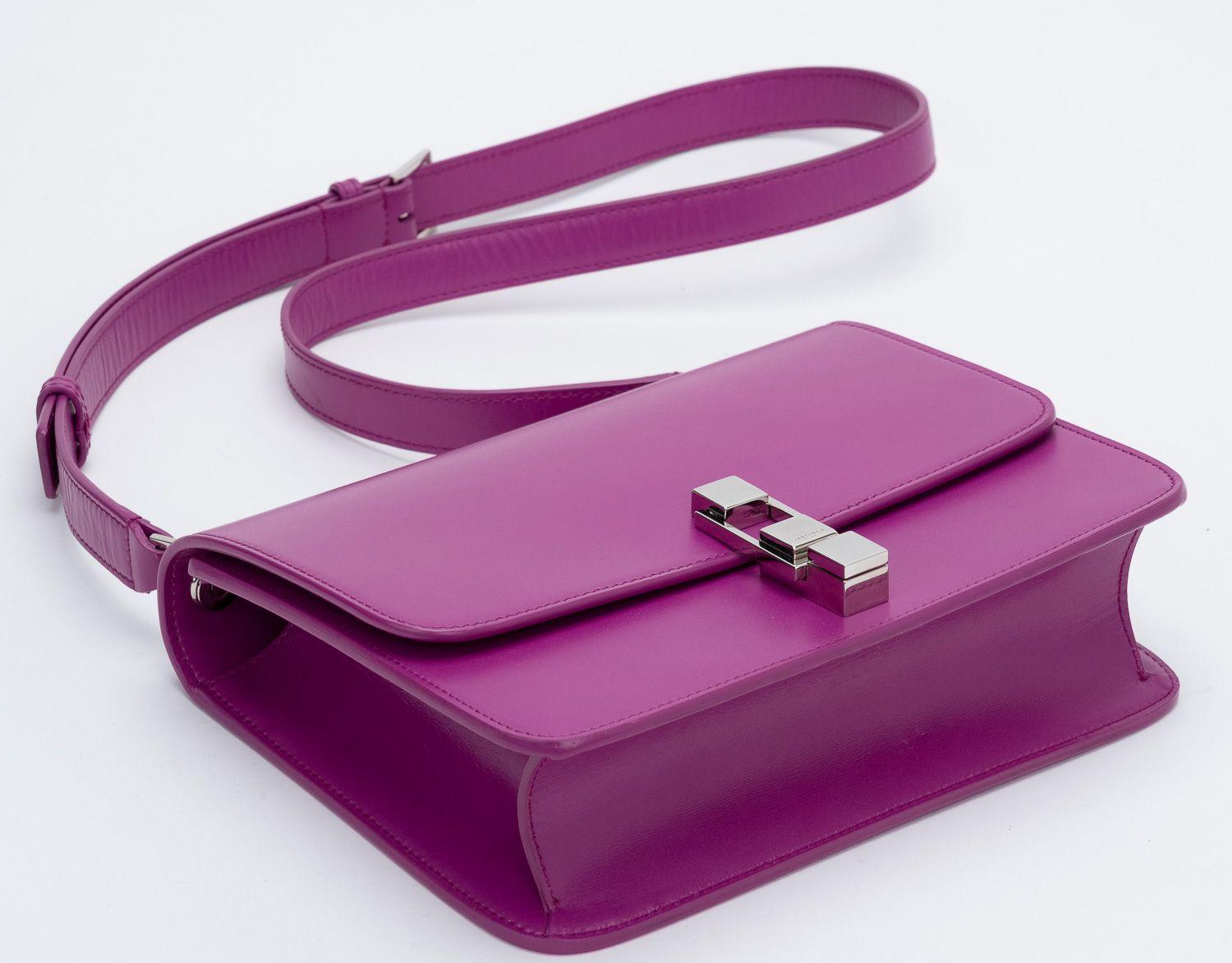 Purple Ysl New Magenta Calfskin Shoulder Bag For Sale