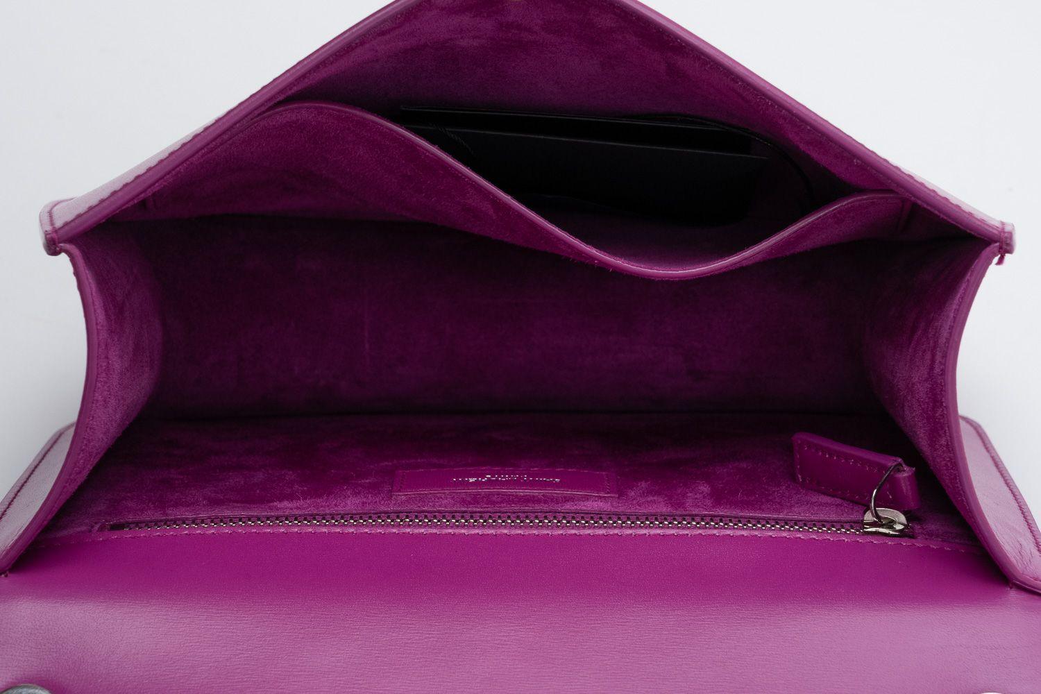 Ysl New Magenta Calfskin Shoulder Bag For Sale 1