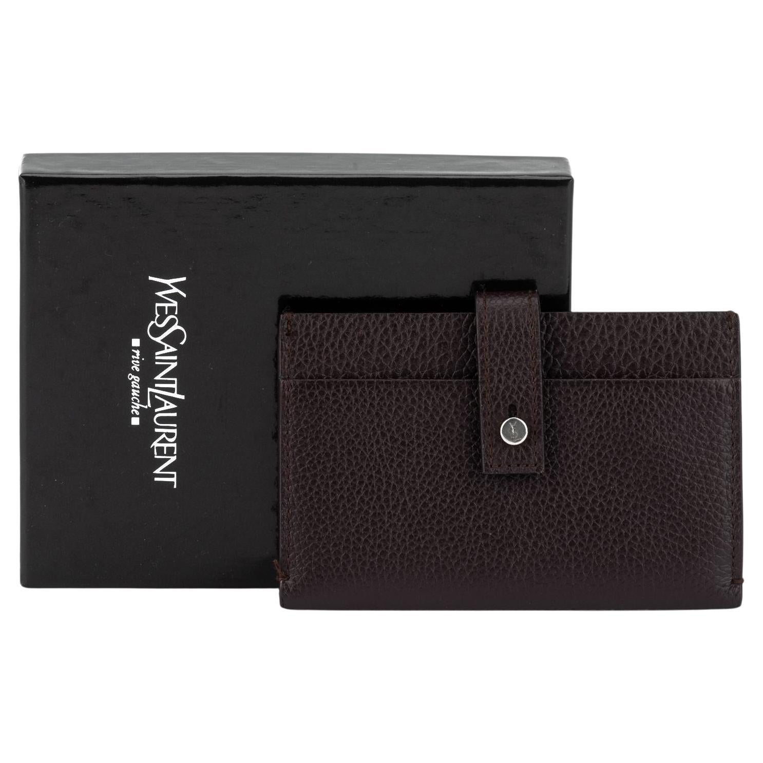 YSL New Maroon Credit Card Wallet For Sale