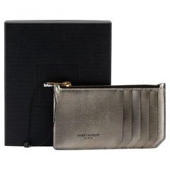 Used YSL New Pewter Credit Card Wallet