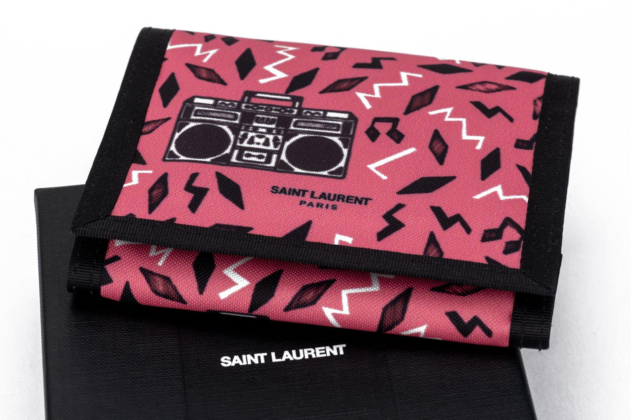Women's or Men's YSL New Pink Boombox Canvas Wallet For Sale