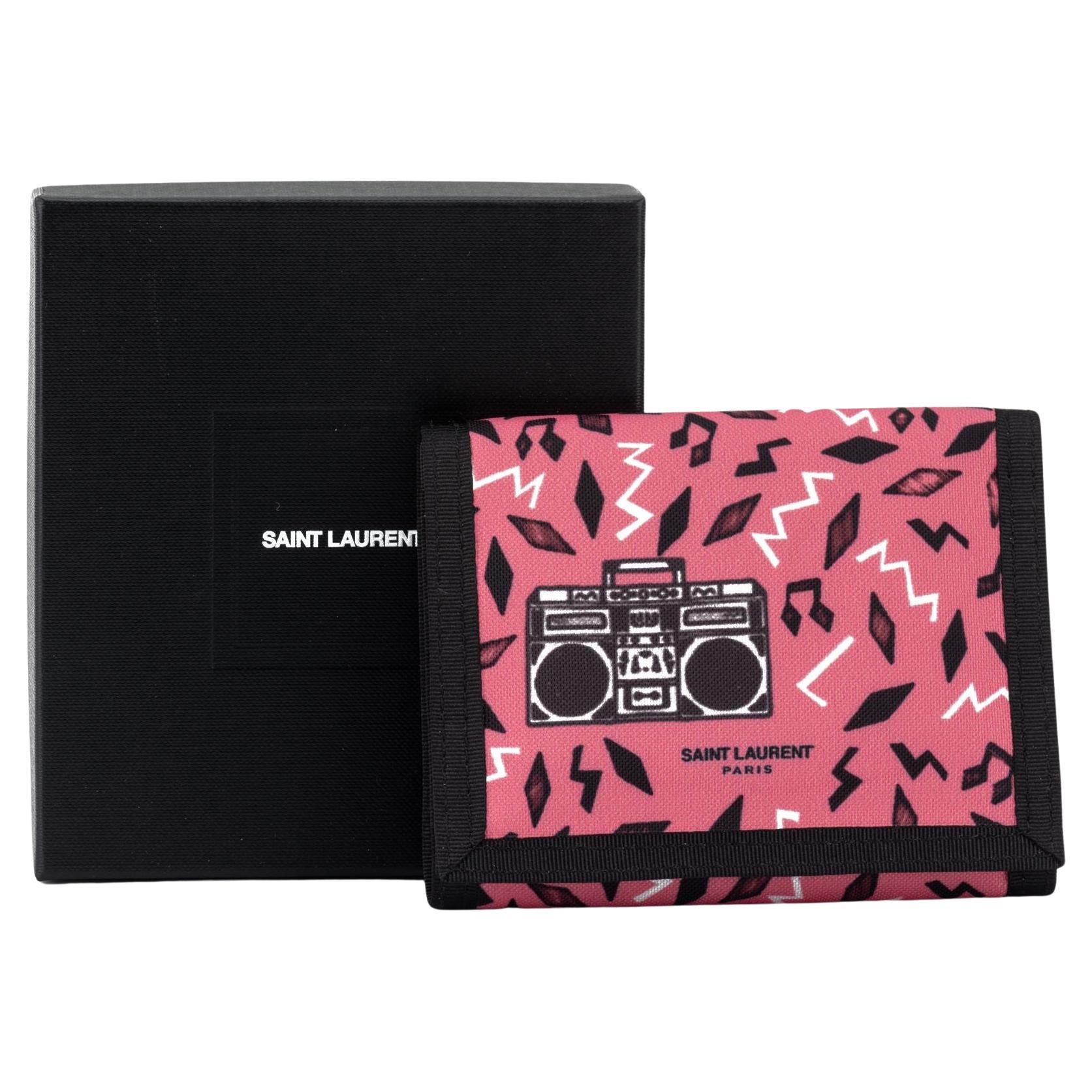 YSL New Pink Boombox Canvas Wallet For Sale