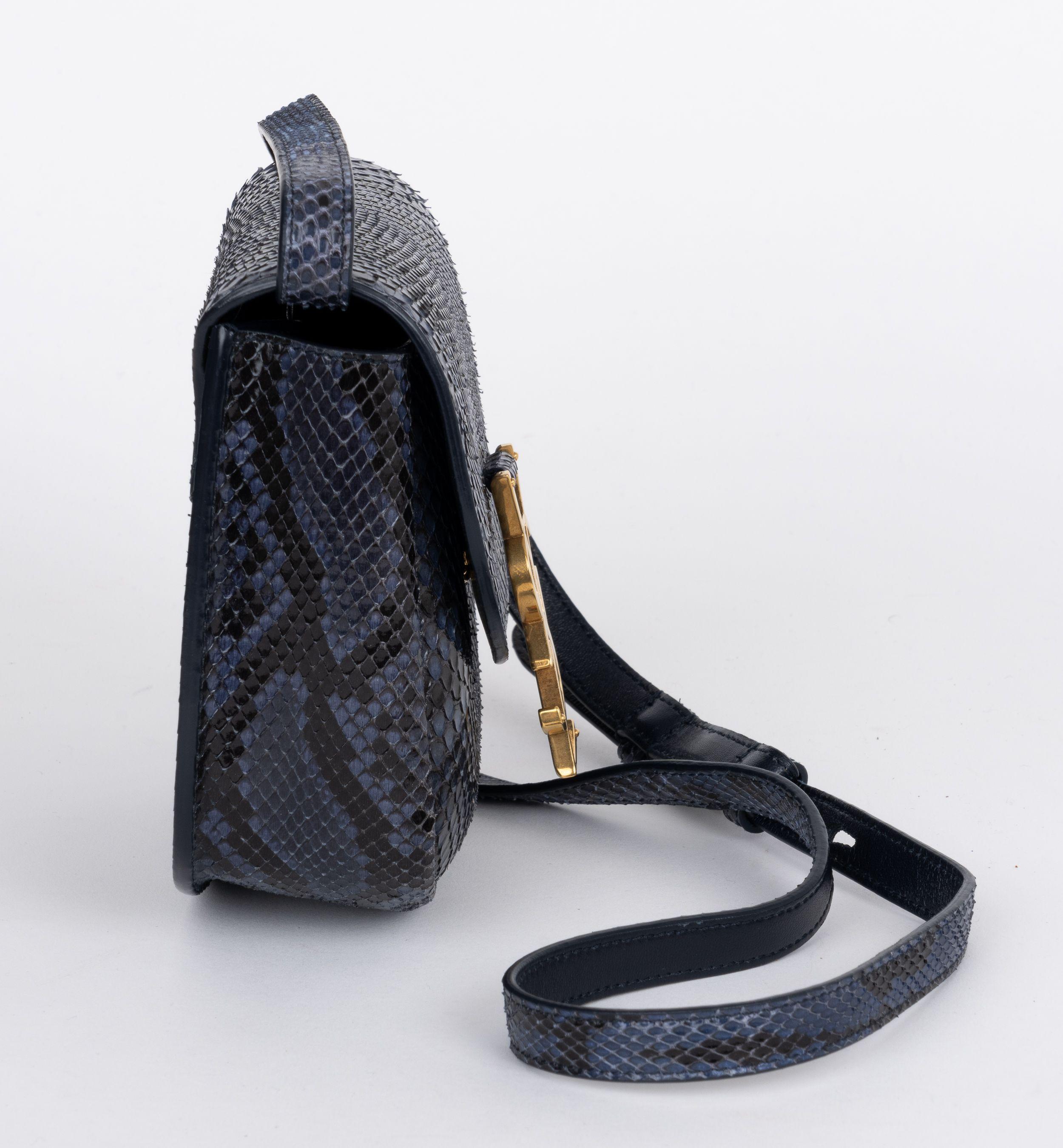 YSL New Python Blue Crossbody/clutch Bag In New Condition For Sale In West Hollywood, CA