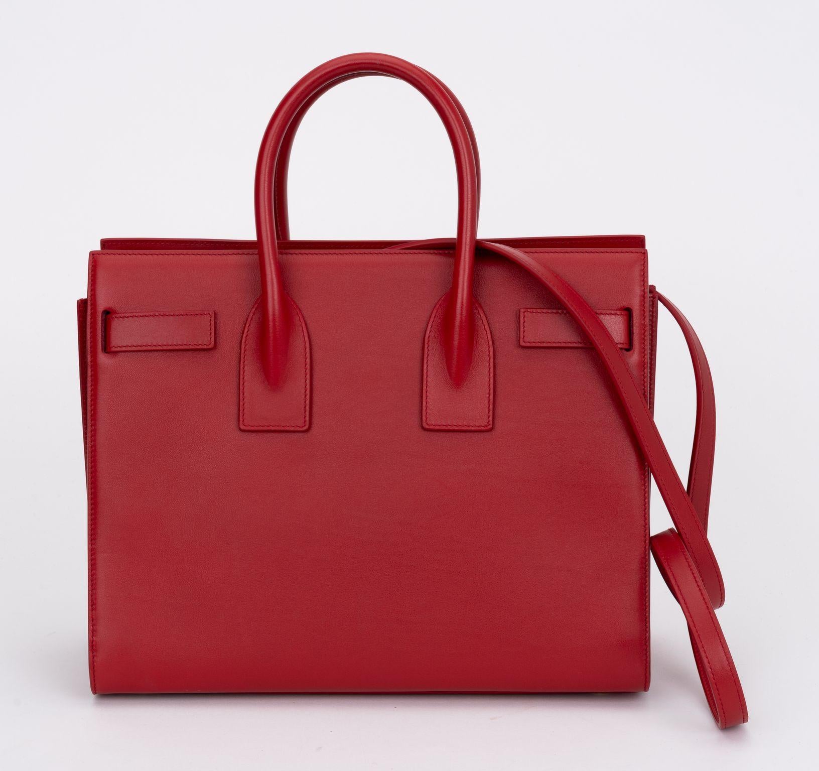 YSL New Red Box Sac De Jour Bag In New Condition In West Hollywood, CA
