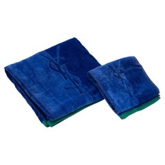 YSL New Set of 2 Blue Cotton Towels