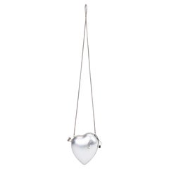 YSL New Silver Mini Heart Evening Bag