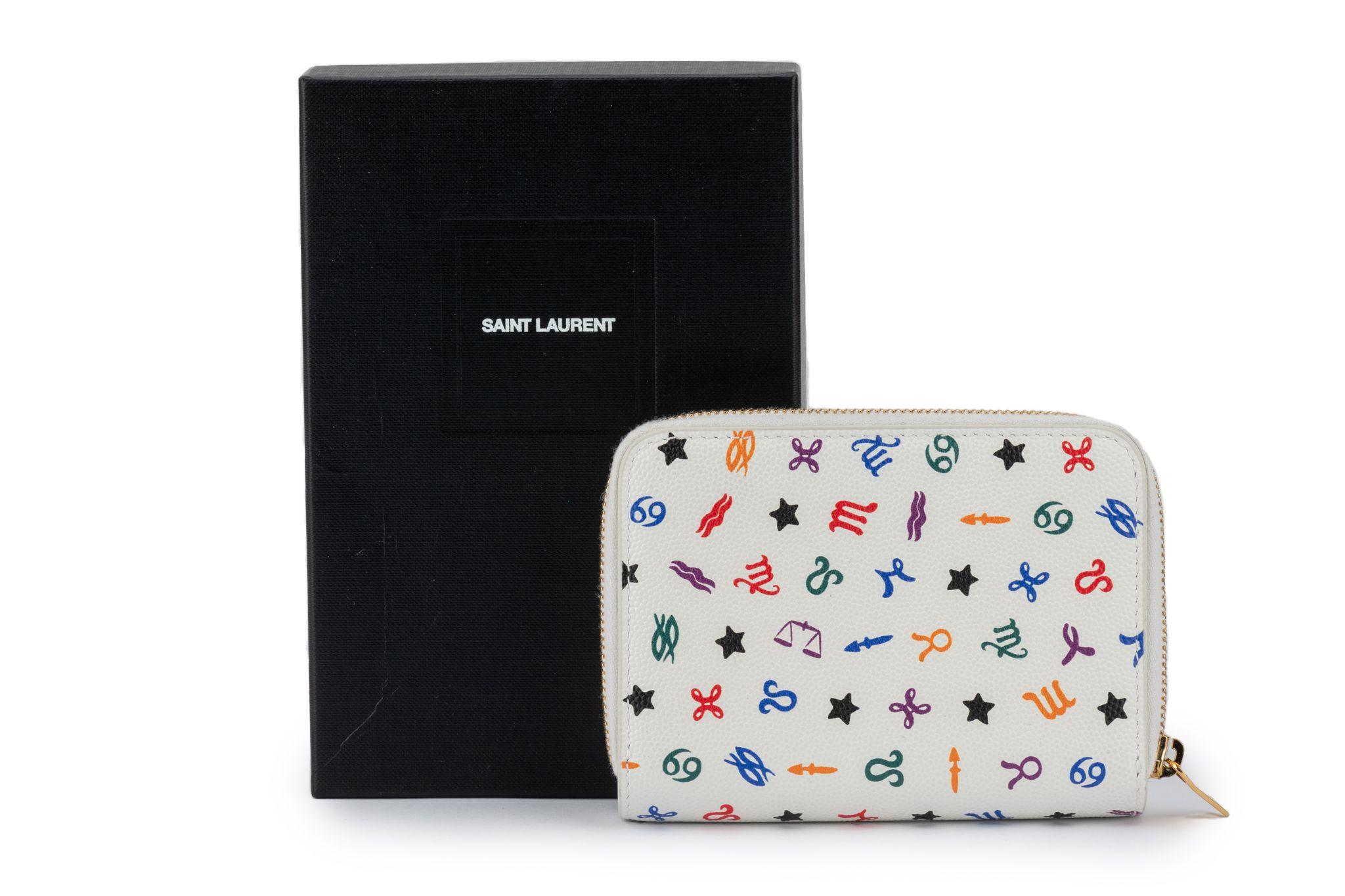 Women's YSL New White Leather Astrology Wallet